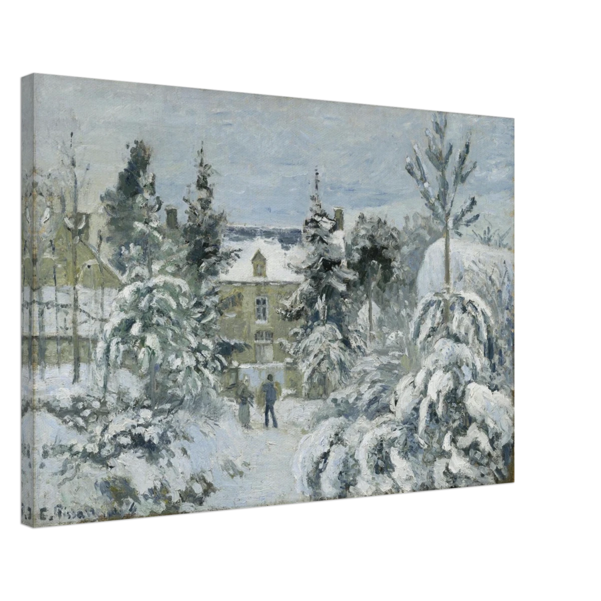 Snow at Éragny – Winter Impressionist Wall Art Print by Camille Pissarro - Canvas - 50x75 cm / 20x30″ -