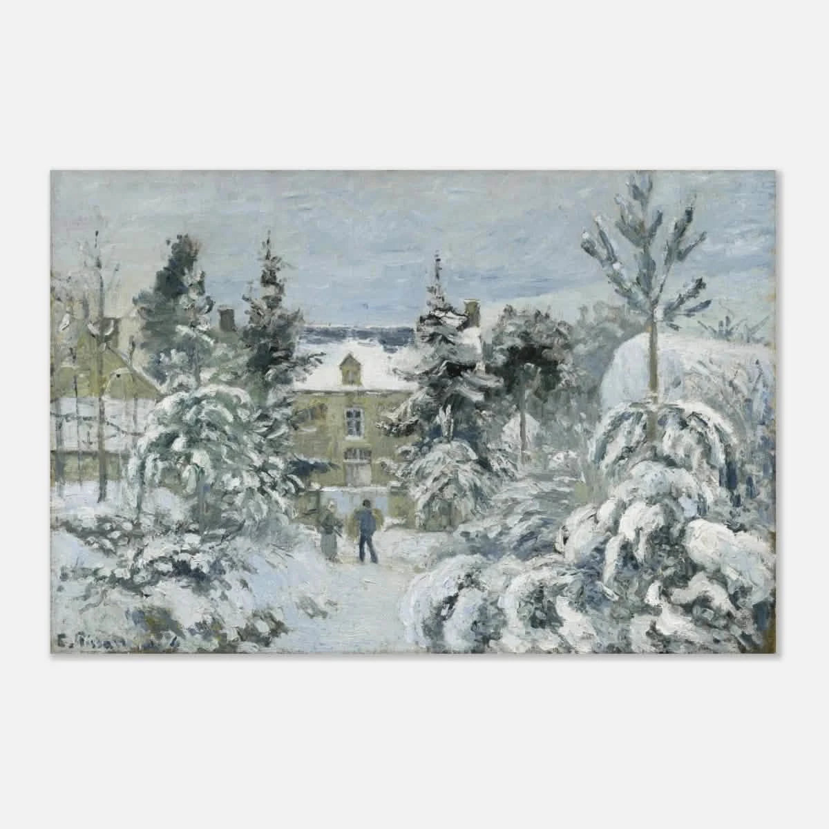 Snow at Éragny – Winter Impressionist Wall Art Print by Camille Pissarro - Aluminum Print - 20x30 cm / 8x12″ -