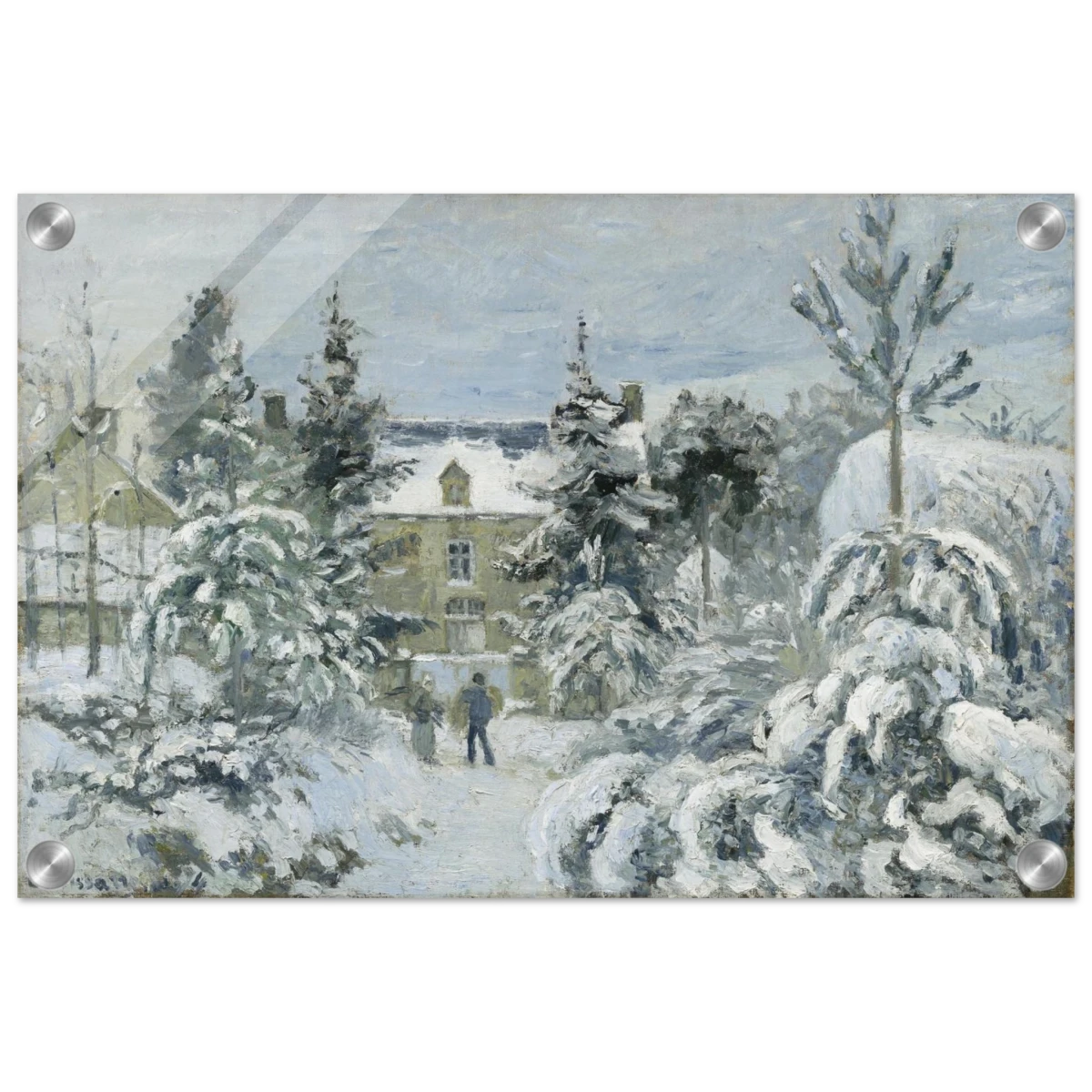 Snow at Éragny – Winter Impressionist Wall Art Print by Camille Pissarro - Acrylic Print - 30x45 cm / 12x18″ -