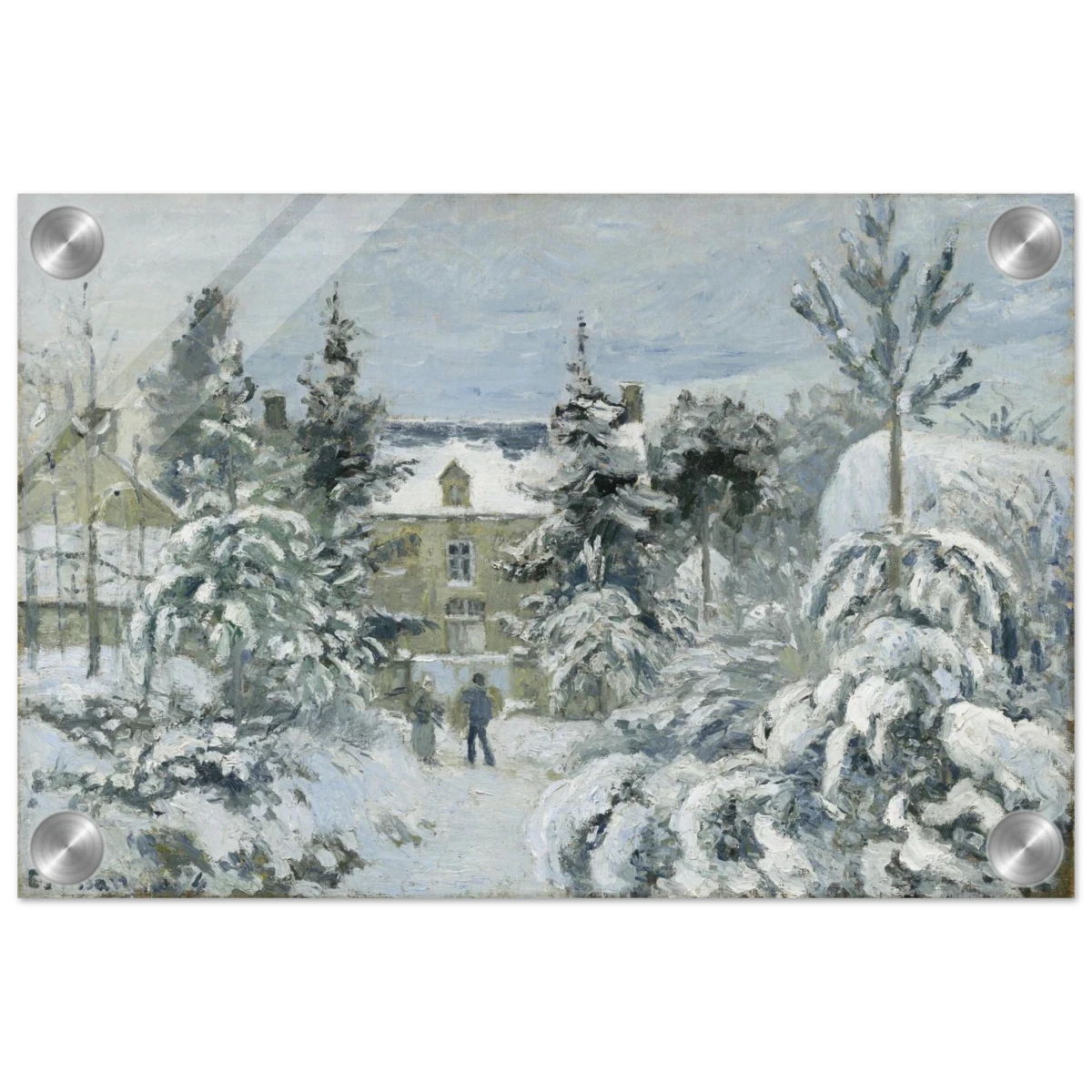 Snow at Éragny – Winter Impressionist Wall Art Print by Camille Pissarro - Acrylic Print - 20x30 cm / 8x12″ -