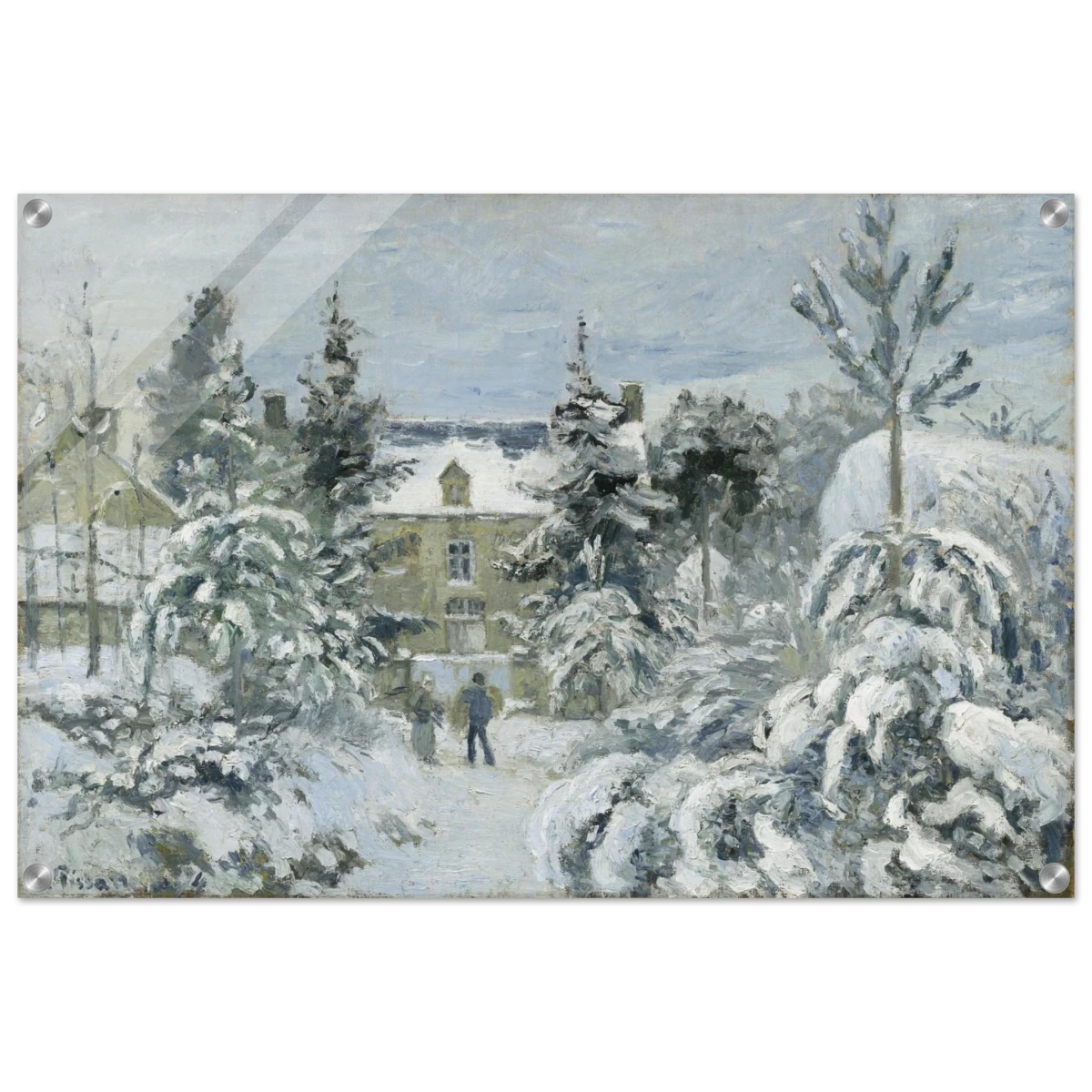Snow at Éragny – Winter Impressionist Wall Art Print by Camille Pissarro - Acrylic Print - 50x75 cm / 20x30″ -