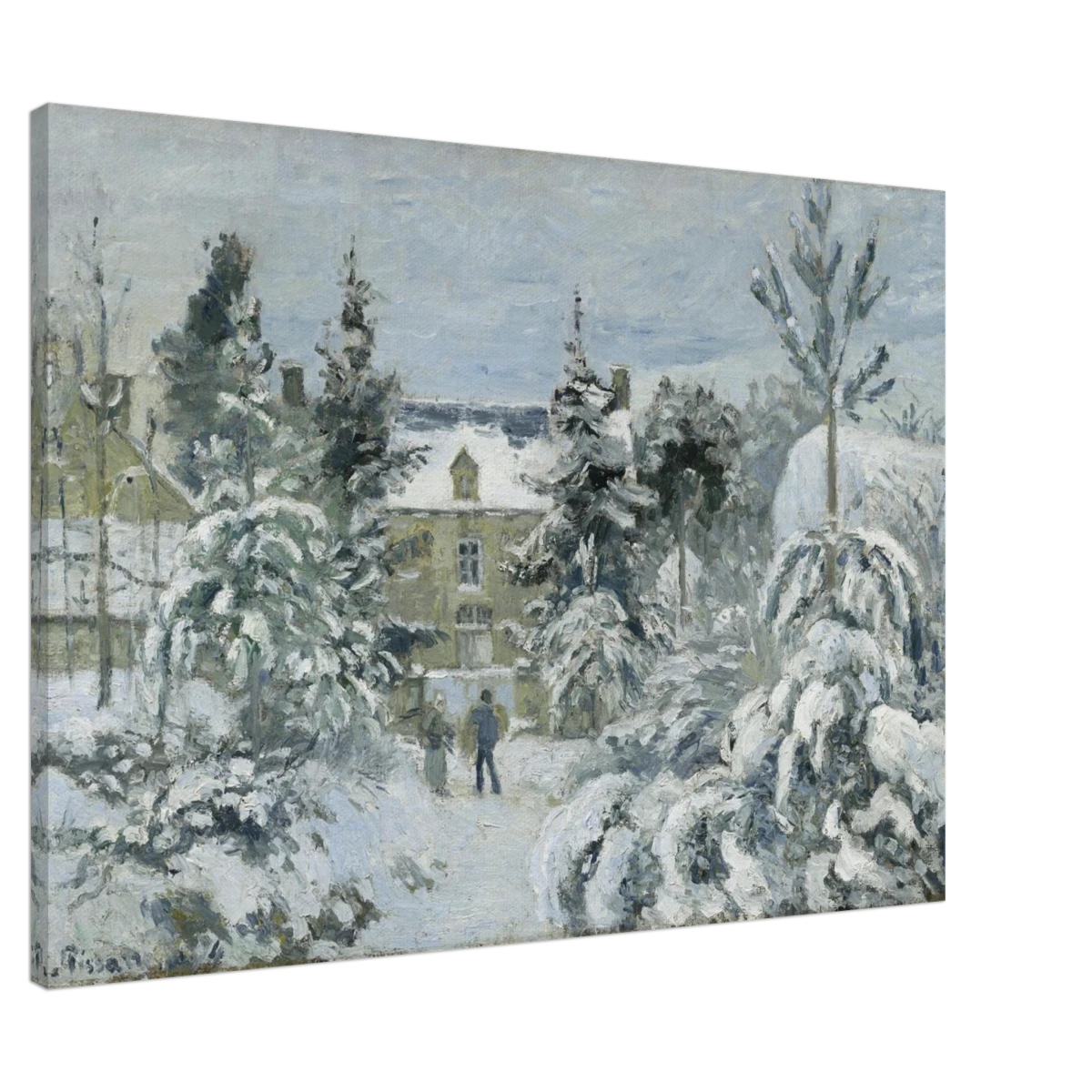 Snow at Éragny – Winter Impressionist Wall Art Print by Camille Pissarro - Canvas - 70x100 cm / 28x40″ -