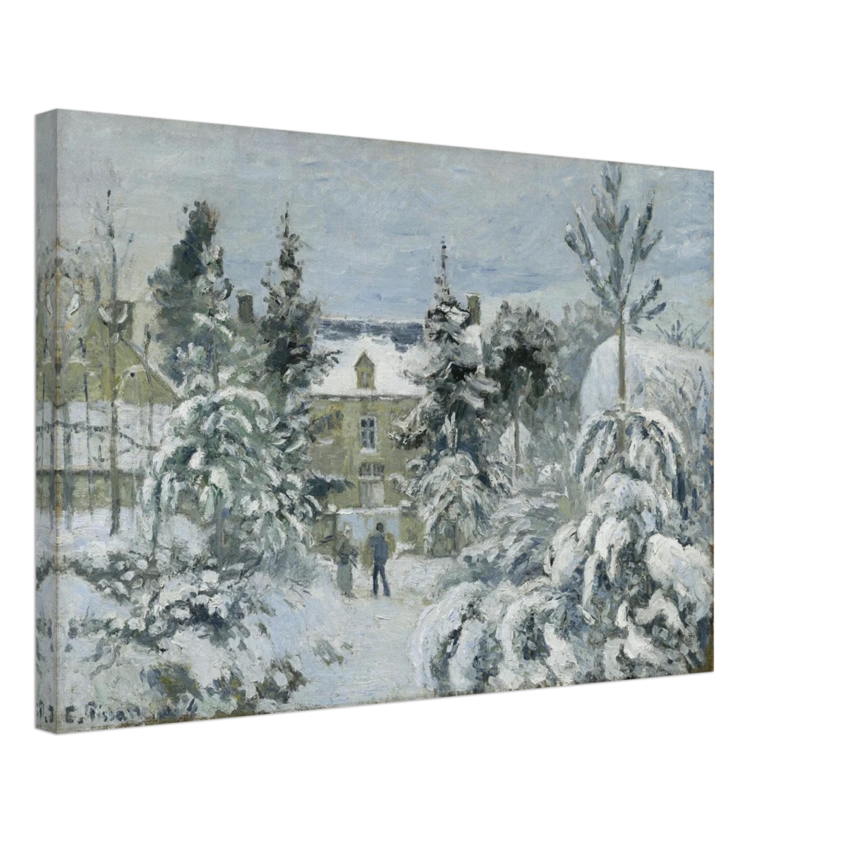 Snow at Éragny – Winter Impressionist Wall Art Print by Camille Pissarro - Canvas - 40x60 cm / 16x24″ -