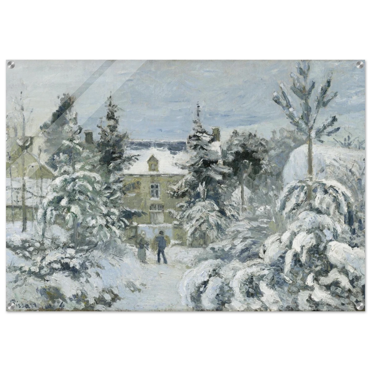 Snow at Éragny – Winter Impressionist Wall Art Print by Camille Pissarro - Acrylic Print - 70x100 cm / 28x40″ -