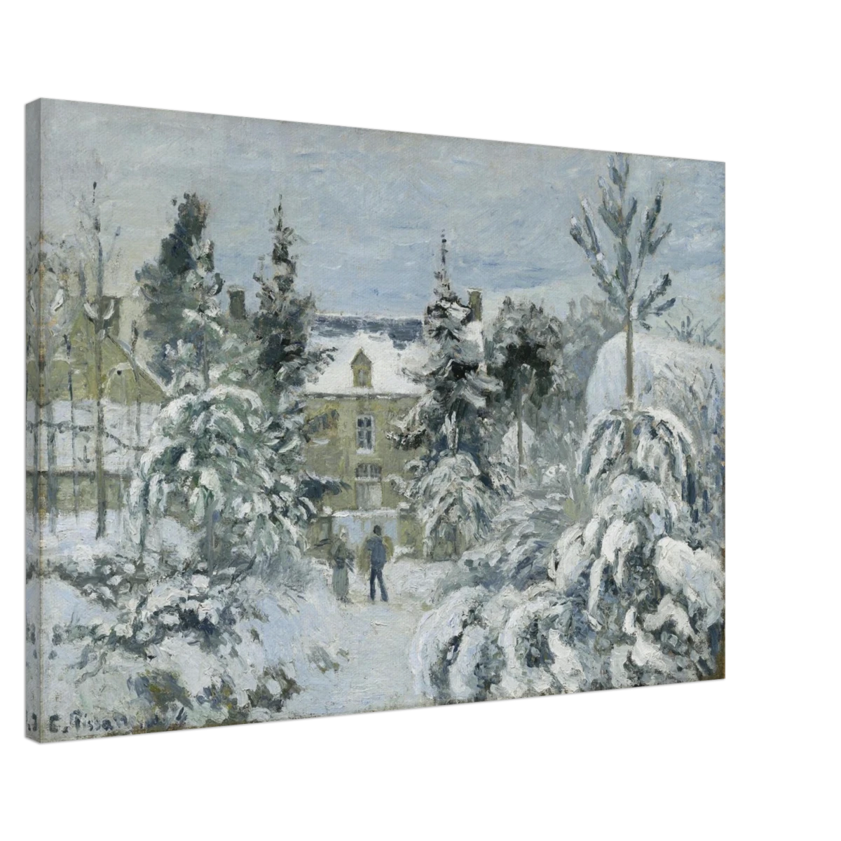 Snow at Éragny – Winter Impressionist Wall Art Print by Camille Pissarro - Canvas - 60x90 cm / 24x36″ -