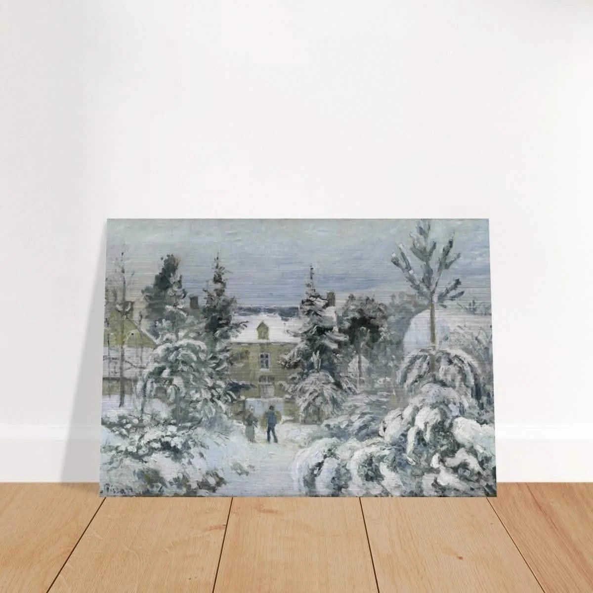 Snow at Éragny – Winter Impressionist Wall Art Print by Camille Pissarro - Brushed Aluminum Print - 70x100 cm / 28x40″ -
