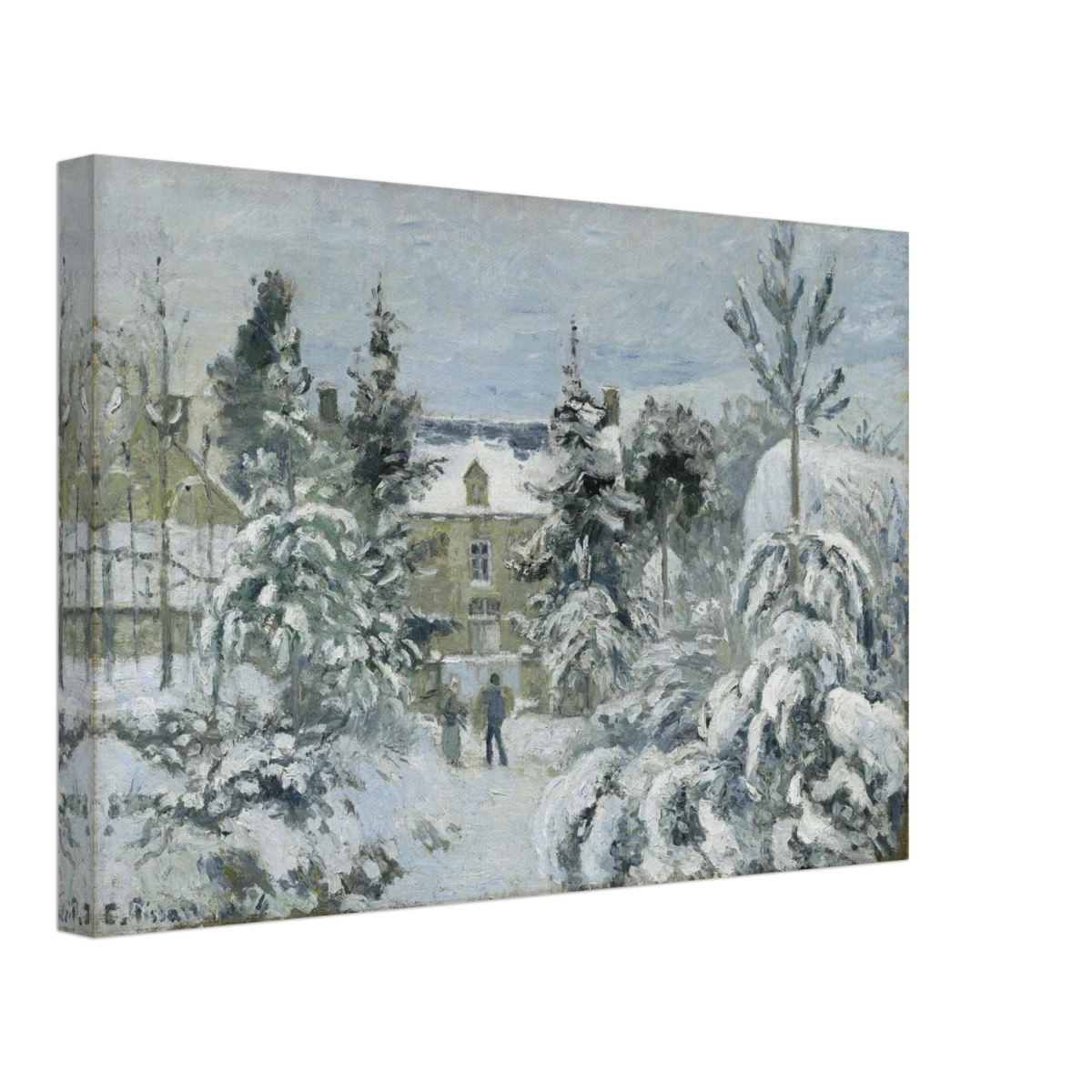 Snow at Éragny – Winter Impressionist Wall Art Print by Camille Pissarro - Canvas - 30x45 cm / 12x18″ -