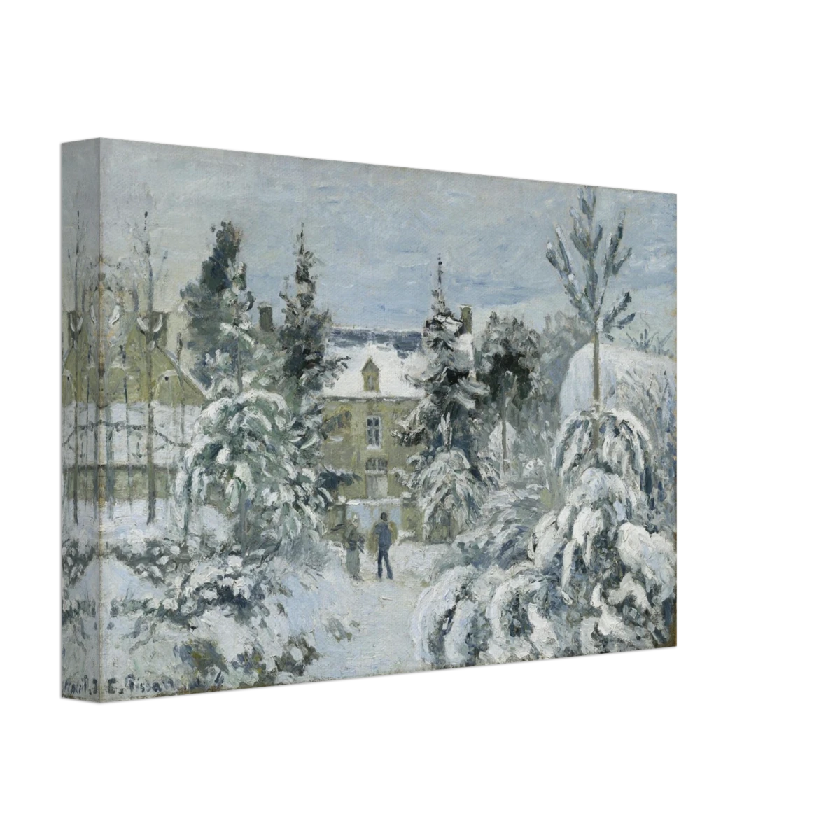 Snow at Éragny – Winter Impressionist Wall Art Print by Camille Pissarro - Canvas - 20x30 cm / 8x12″ -