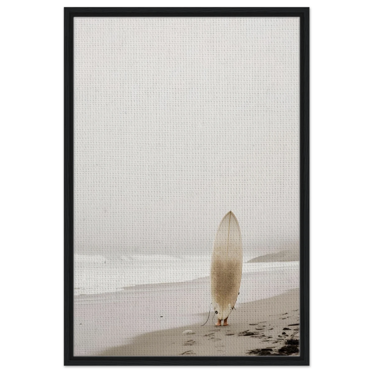 "Solitude & Surf" – Minimalist Coastal Photography | Wall art Print - Framed Canvas - 60x90 cm / 24x36″ - Black frame