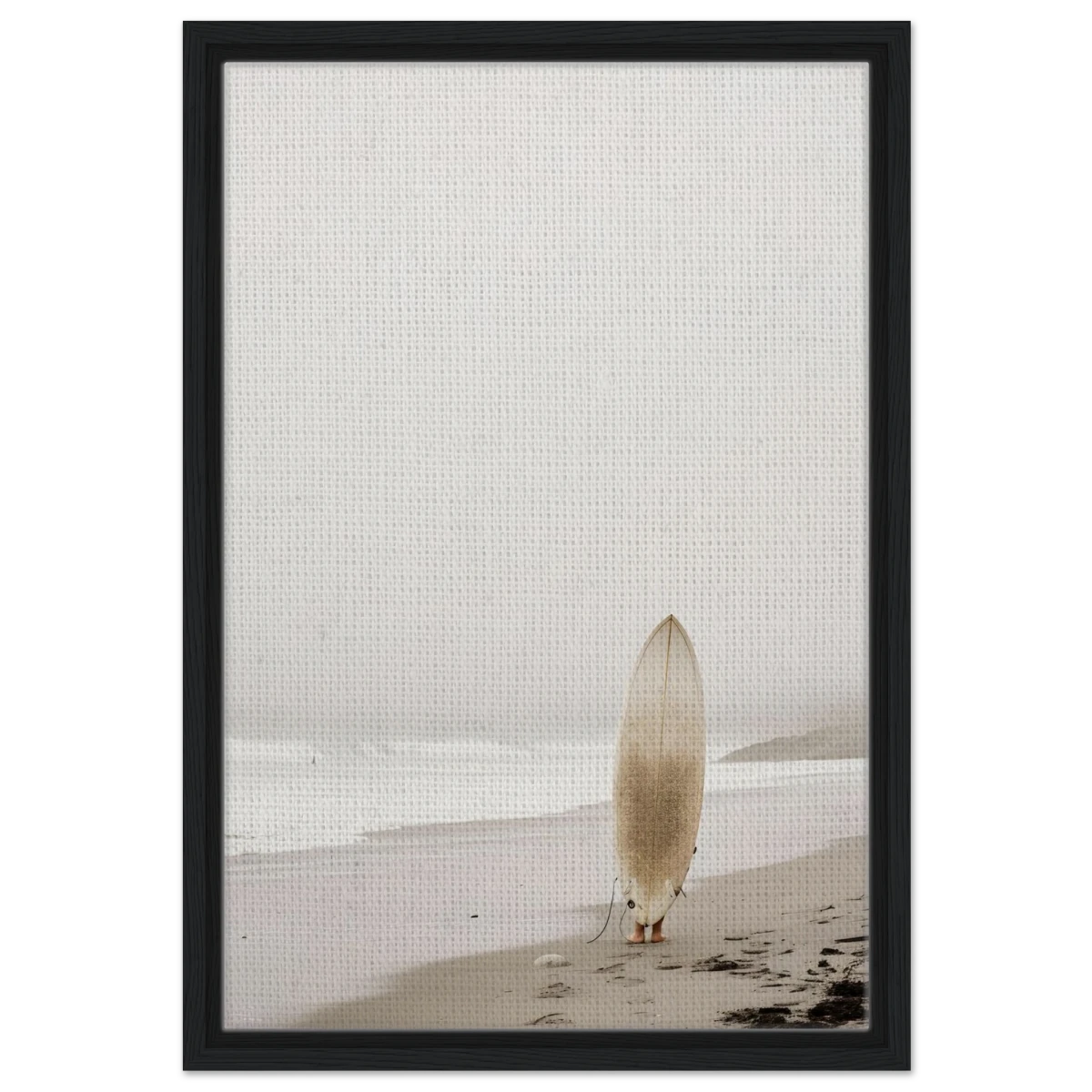 "Solitude & Surf" – Minimalist Coastal Photography | Wall art Print - Framed Canvas - 40x60 cm / 16x24″ - Black frame