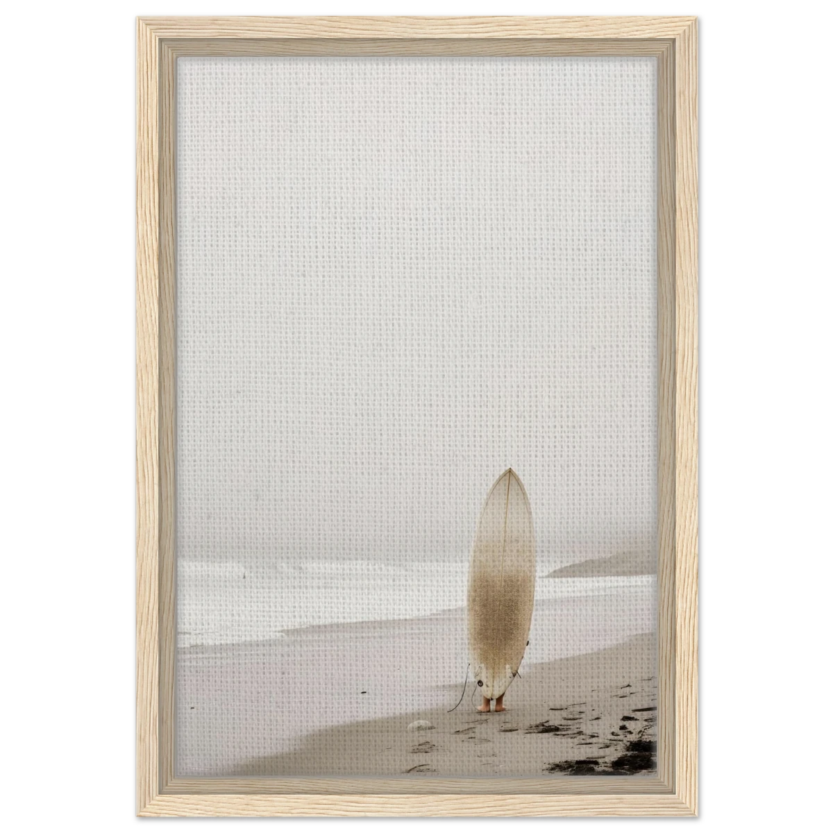 "Solitude & Surf" – Minimalist Coastal Photography | Wall art Print - Framed Canvas - 30x45 cm / 12x18″ - Wood frame