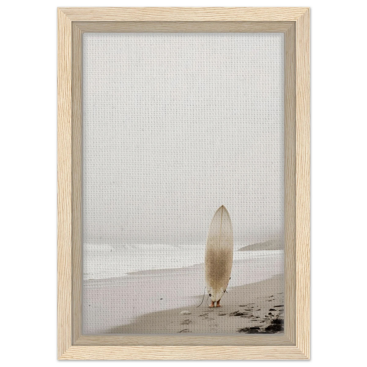 "Solitude & Surf" – Minimalist Coastal Photography | Wall art Print - Framed Canvas - 20x30 cm / 8x12″ - Wood frame