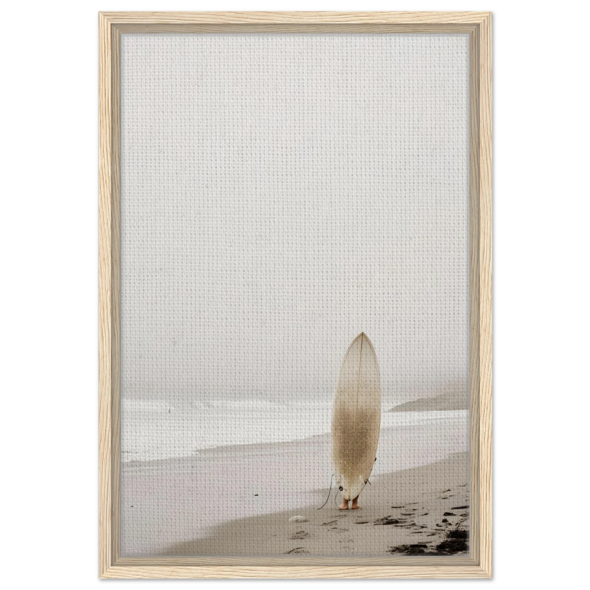 "Solitude & Surf" – Minimalist Coastal Photography | Wall art Print - Framed Canvas - 40x60 cm / 16x24″ - Wood frame
