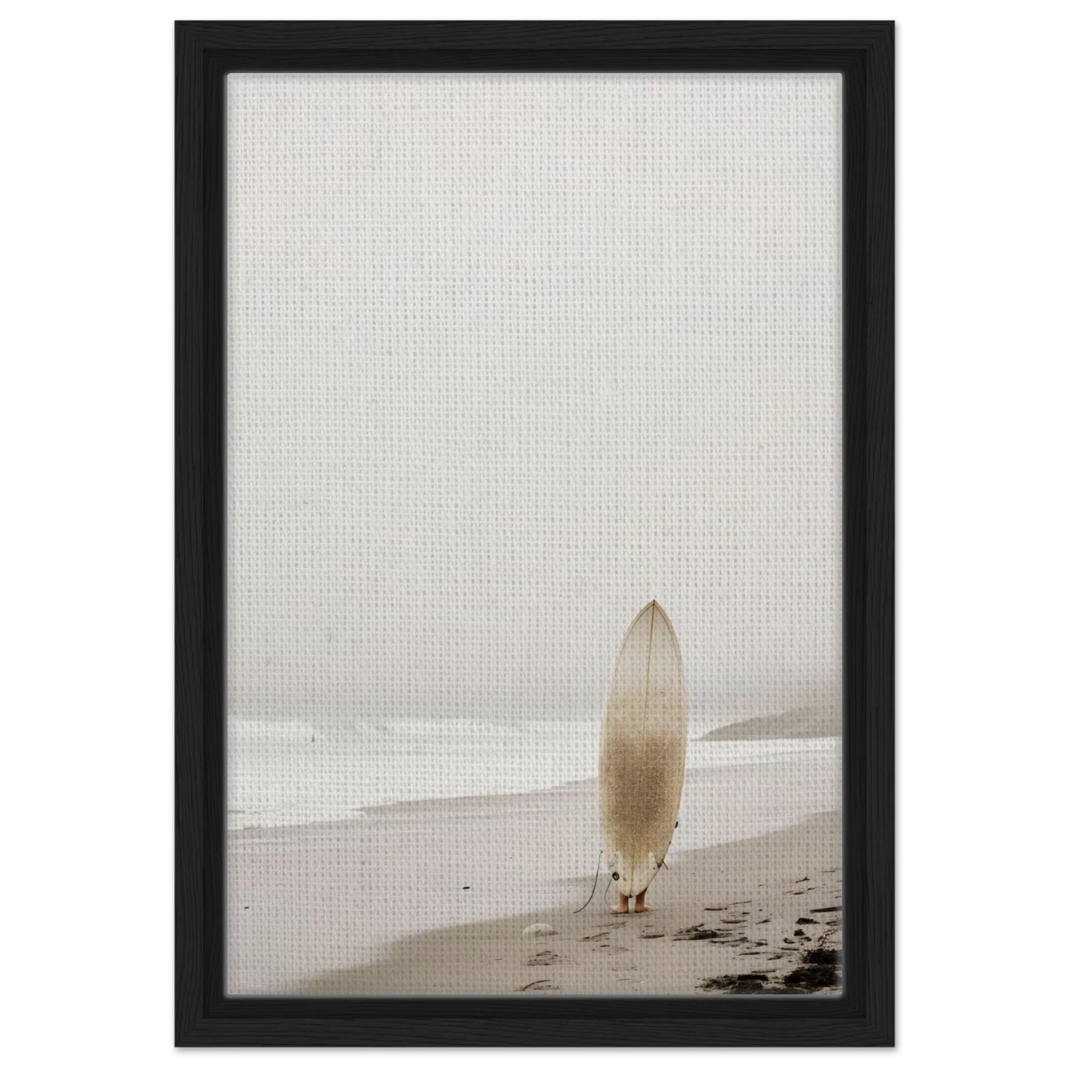 "Solitude & Surf" – Minimalist Coastal Photography | Wall art Print - Framed Canvas - 30x45 cm / 12x18″ - Black frame