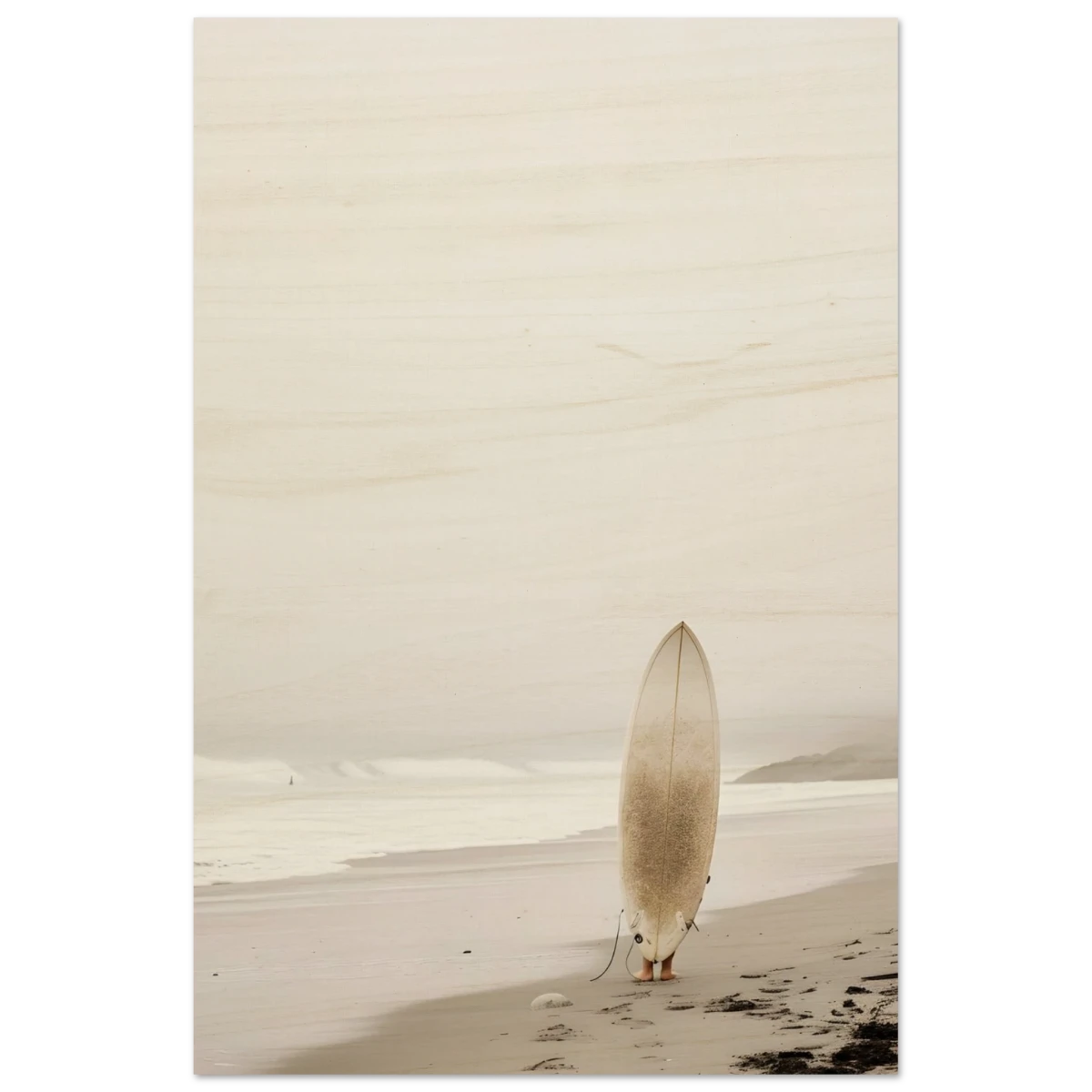 "Solitude & Surf" – Minimalist Coastal Photography | Wall art Print - Wood Prints - 50x75 cm / 20x30″ -