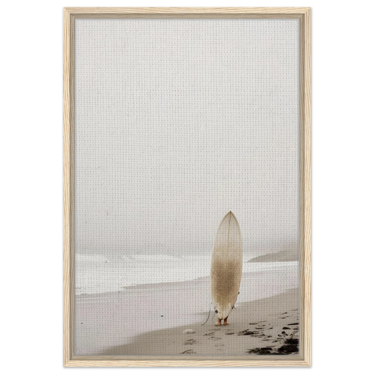 "Solitude & Surf" – Minimalist Coastal Photography | Wall art Print - Framed Canvas - 50x75 cm / 20x30″ - Wood frame