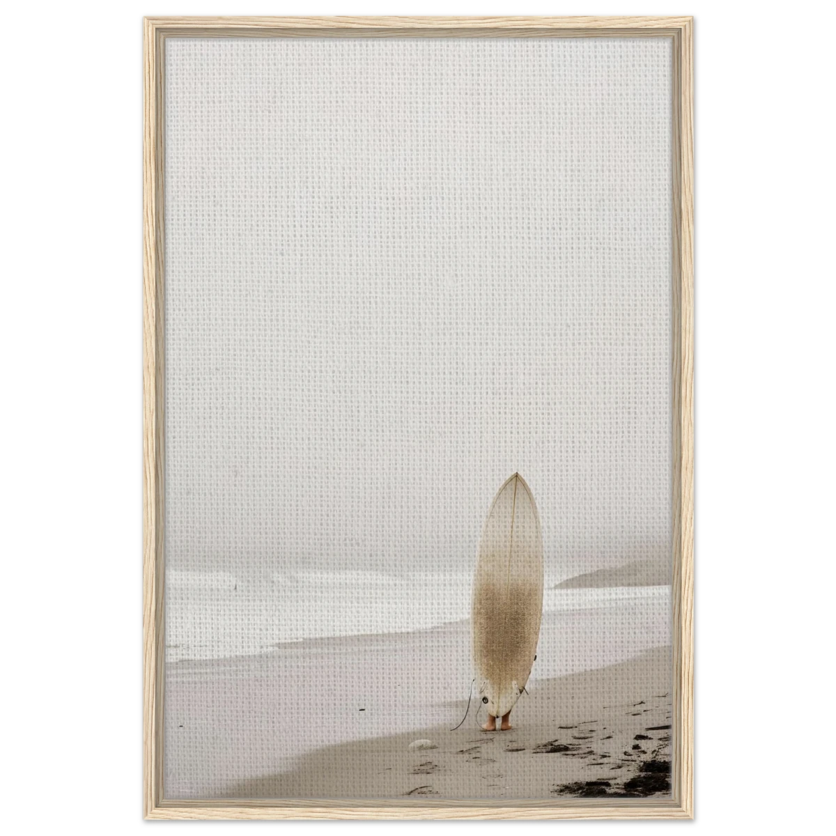 "Solitude & Surf" – Minimalist Coastal Photography | Wall art Print - Framed Canvas - 60x90 cm / 24x36″ - Wood frame