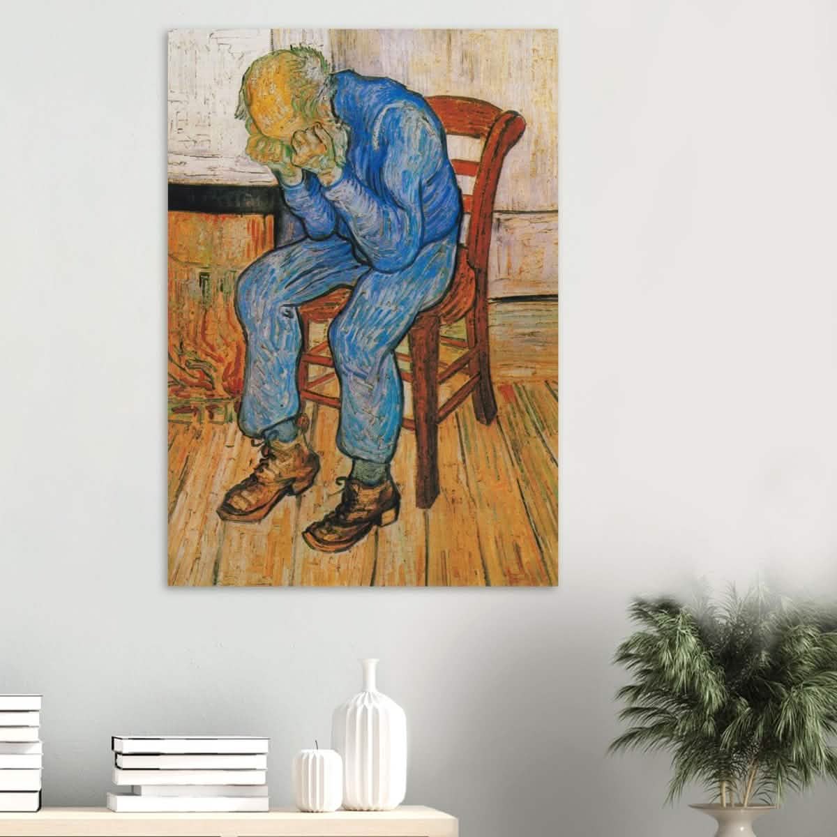 Sorrowing old man by Vincent van Gogh - Wood Prints - 70x100 cm / 28x40″ - 20 mm