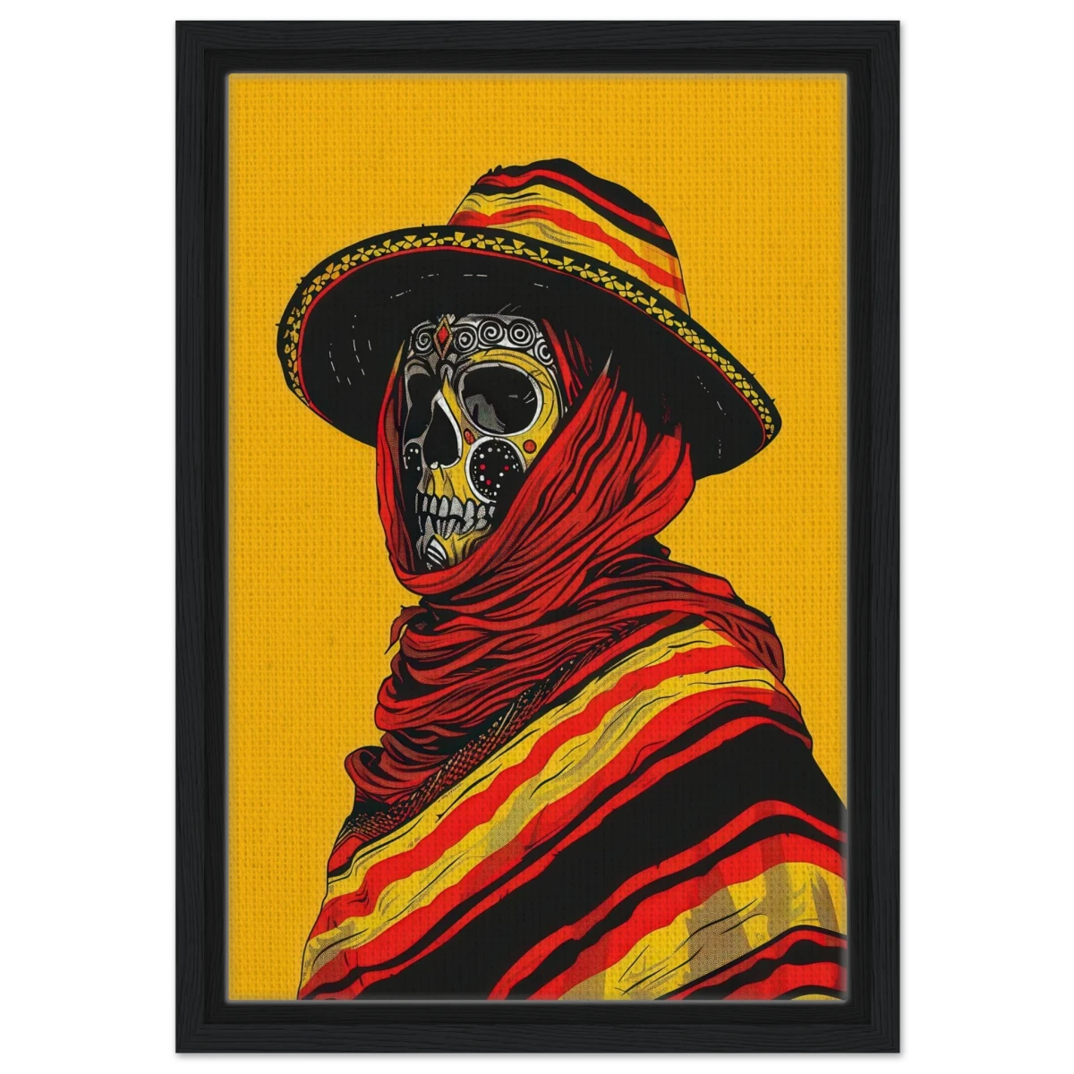Soul of the Desert – Día de los Muertos Pop Art | wall art print - Framed Canvas - 30x45 cm / 12x18″ - Black frame