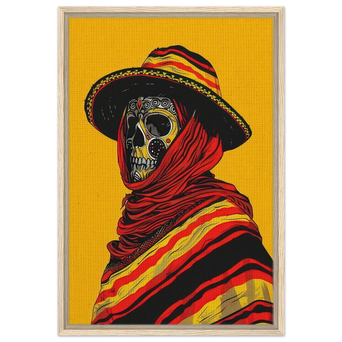 Soul of the Desert – Día de los Muertos Pop Art | wall art print - Framed Canvas - 50x75 cm / 20x30″ - Wood frame