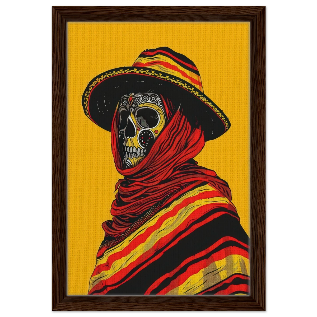 Soul of the Desert – Día de los Muertos Pop Art | wall art print - Framed Canvas - 30x45 cm / 12x18″ - Dark wood frame