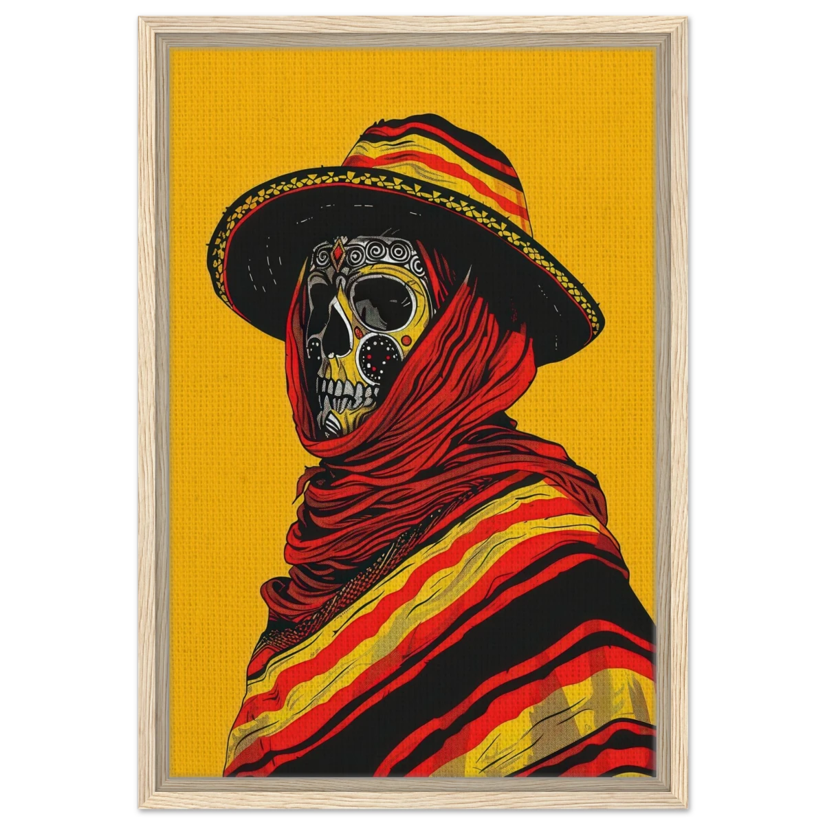 Soul of the Desert – Día de los Muertos Pop Art | wall art print - Framed Canvas - 40x60 cm / 16x24″ - Wood frame