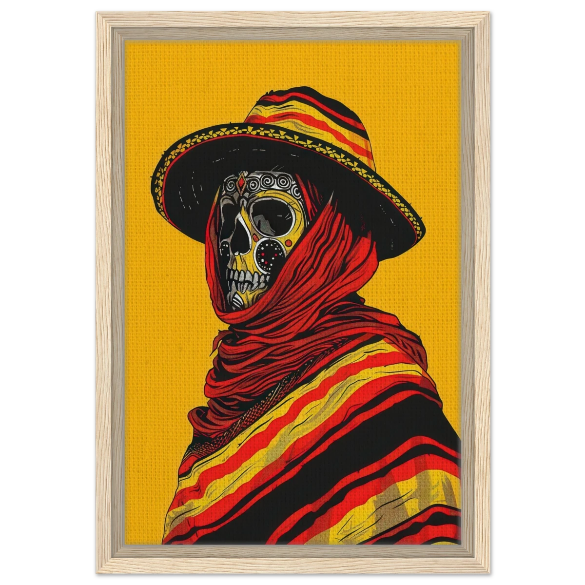 Soul of the Desert – Día de los Muertos Pop Art | wall art print - Framed Canvas - 30x45 cm / 12x18″ - Wood frame