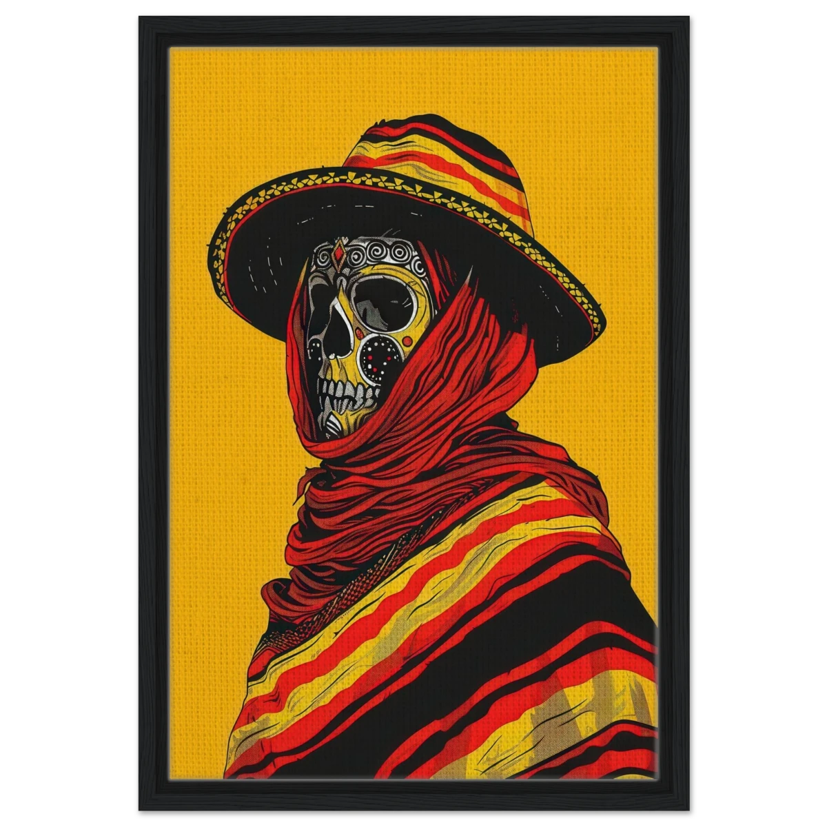 Soul of the Desert – Día de los Muertos Pop Art | wall art print - Framed Canvas - 40x60 cm / 16x24″ - Black frame
