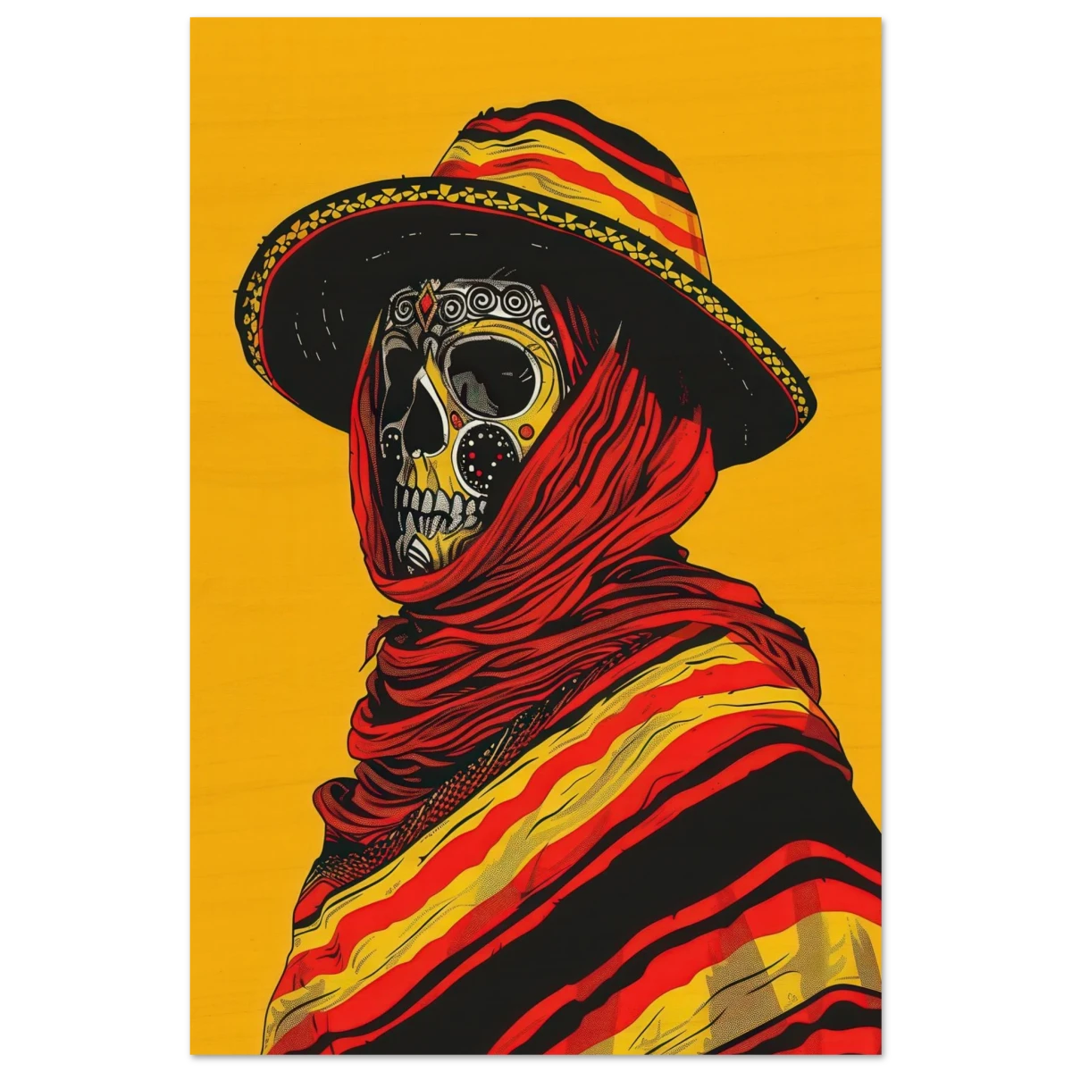 Soul of the Desert – Día de los Muertos Pop Art | wall art print - Wood Prints - 20x30 cm / 8x12″ -