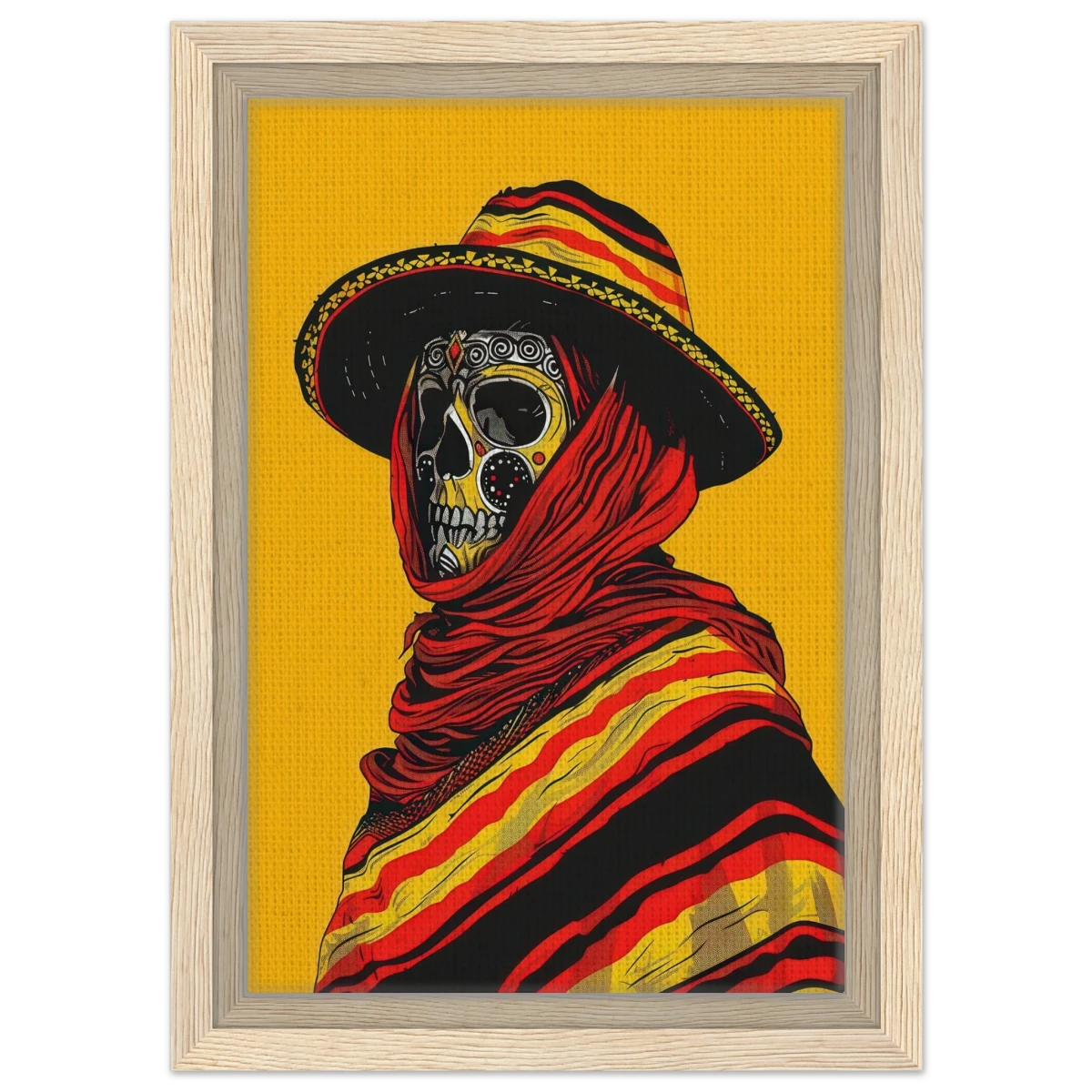 Soul of the Desert – Día de los Muertos Pop Art | wall art print - Framed Canvas - 20x30 cm / 8x12″ - Wood frame