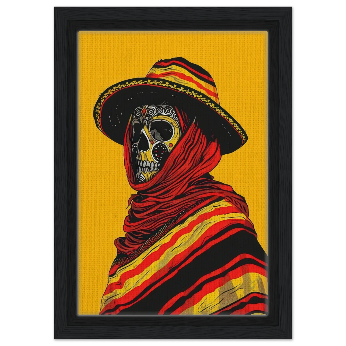 Soul of the Desert – Día de los Muertos Pop Art | wall art print - Framed Canvas - 20x30 cm / 8x12″ - Black frame