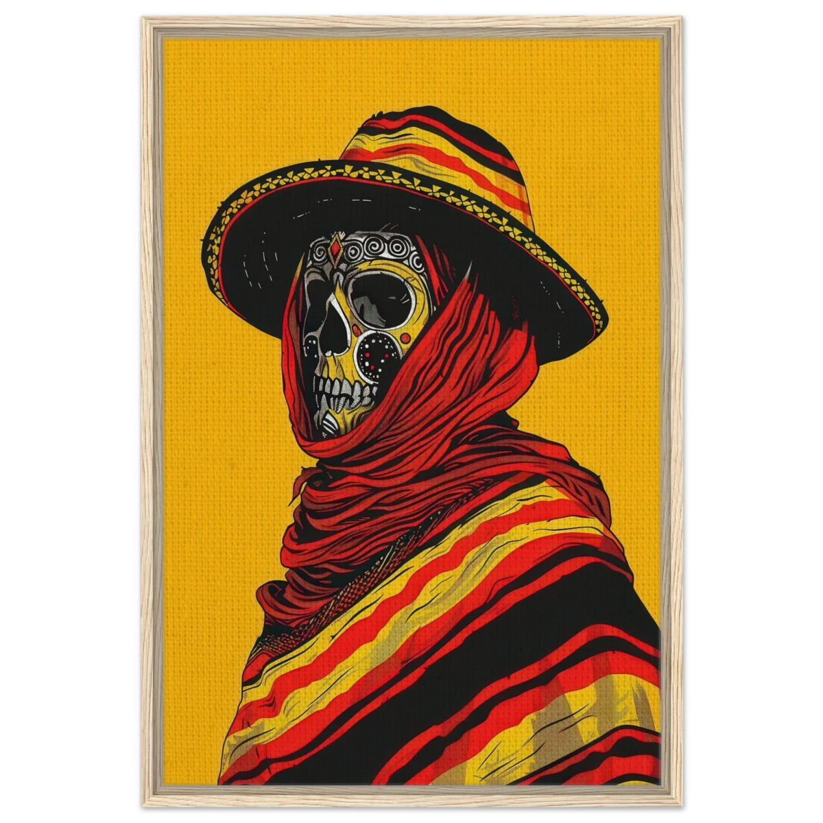Soul of the Desert – Día de los Muertos Pop Art | wall art print - Framed Canvas - 60x90 cm / 24x36″ - Wood frame