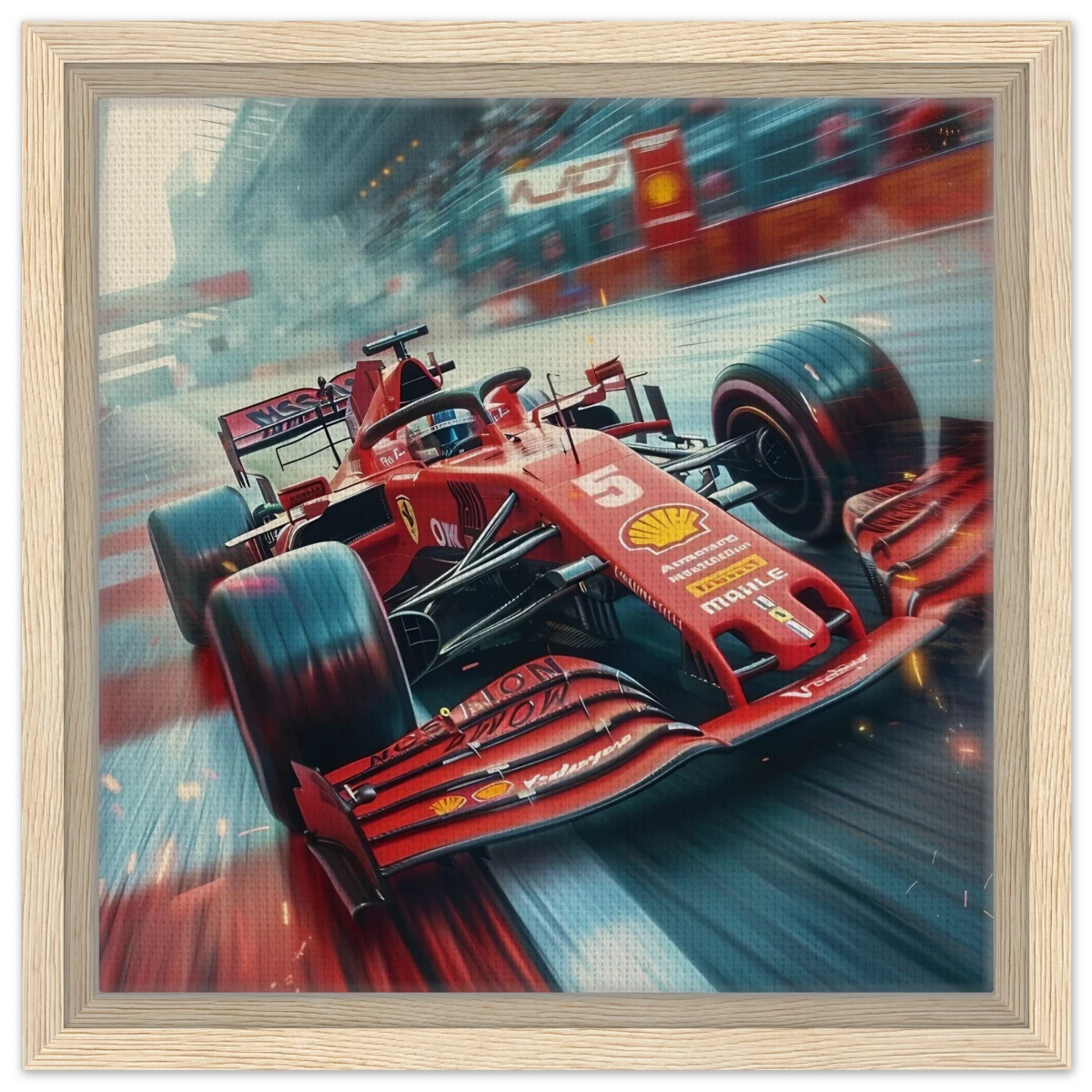 Speed Demon – Formula One Racing in Motion | Wall art Print - Framed Canvas - 30x30 cm / 12x12″ - Wood frame