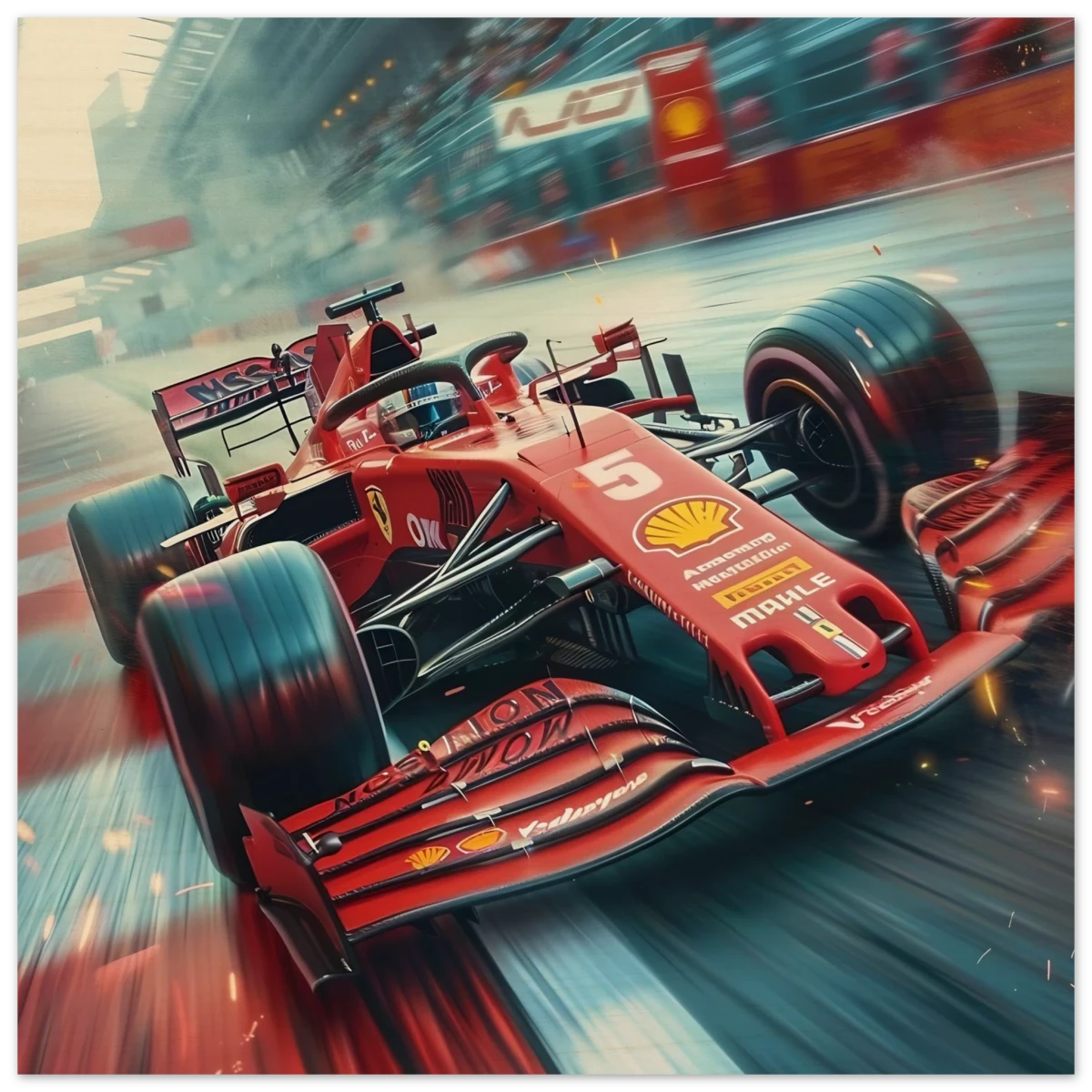 Speed Demon – Formula One Racing in Motion | Wall art Print - Wood Prints - 40x40 cm / 16x16″ -