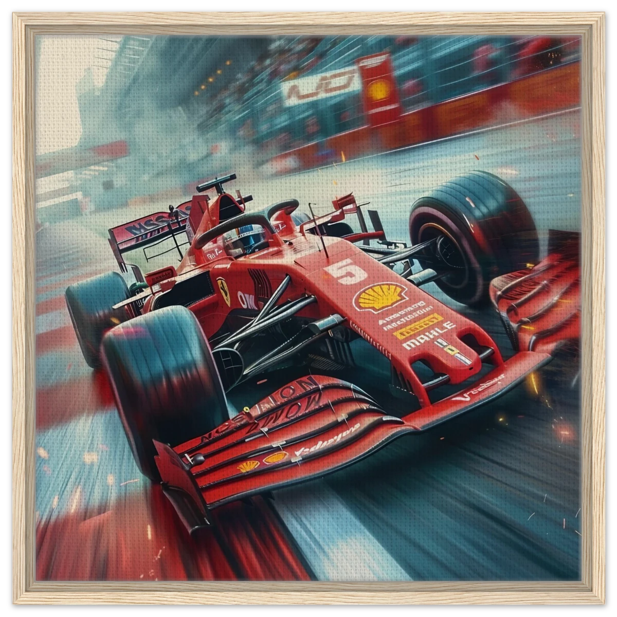 Speed Demon – Formula One Racing in Motion | Wall art Print - Framed Canvas - 60x60 cm / 24x24″ - Wood frame