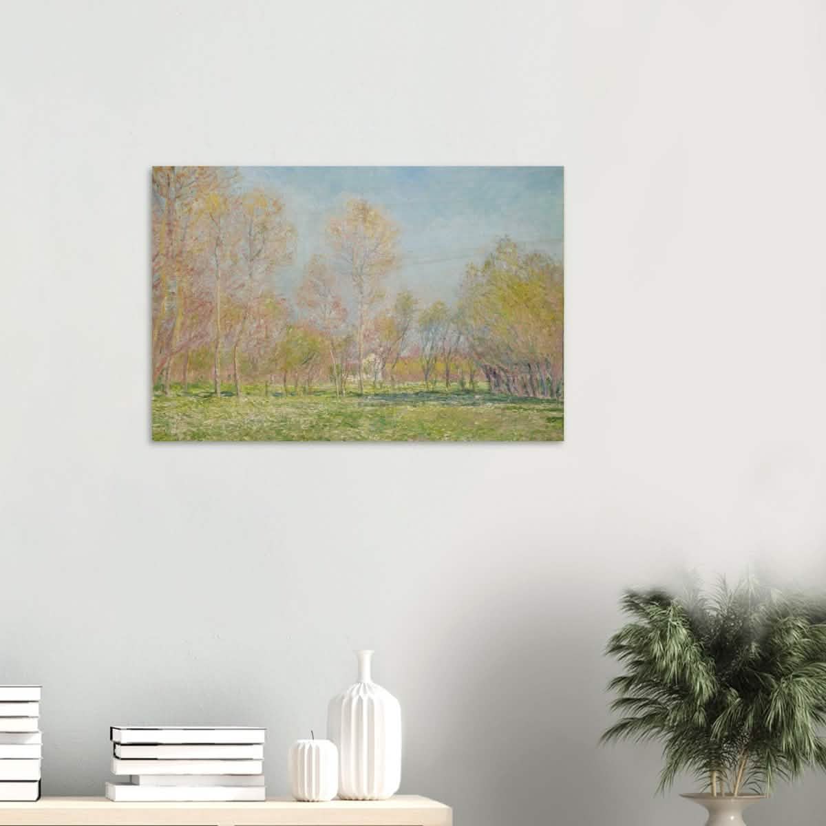 Spring in Giverny by Claude Monet - Wood Prints - 50x75 cm / 20x30″ - 20 mm