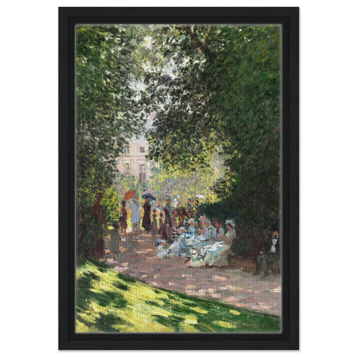 Spring Wall art | Claude Monet Picture |The Parc Monceau - Framed Canvas - 30x45 cm / 12x18″ - Black frame