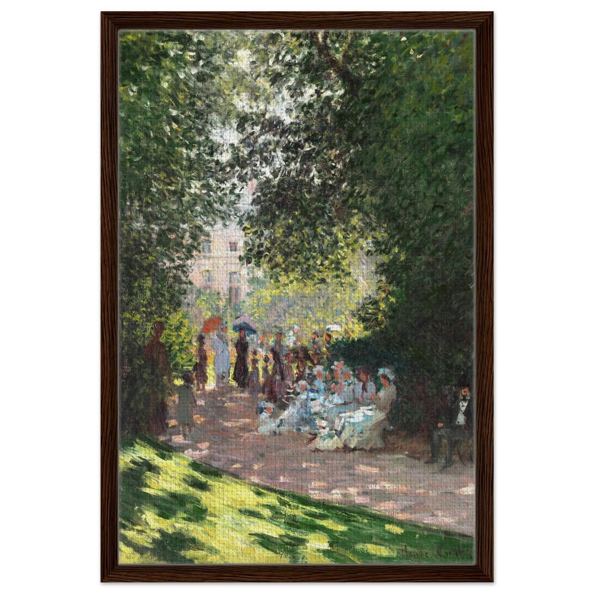 Spring Wall art | Claude Monet Picture |The Parc Monceau - Framed Canvas - 50x75 cm / 20x30″ - Dark wood frame