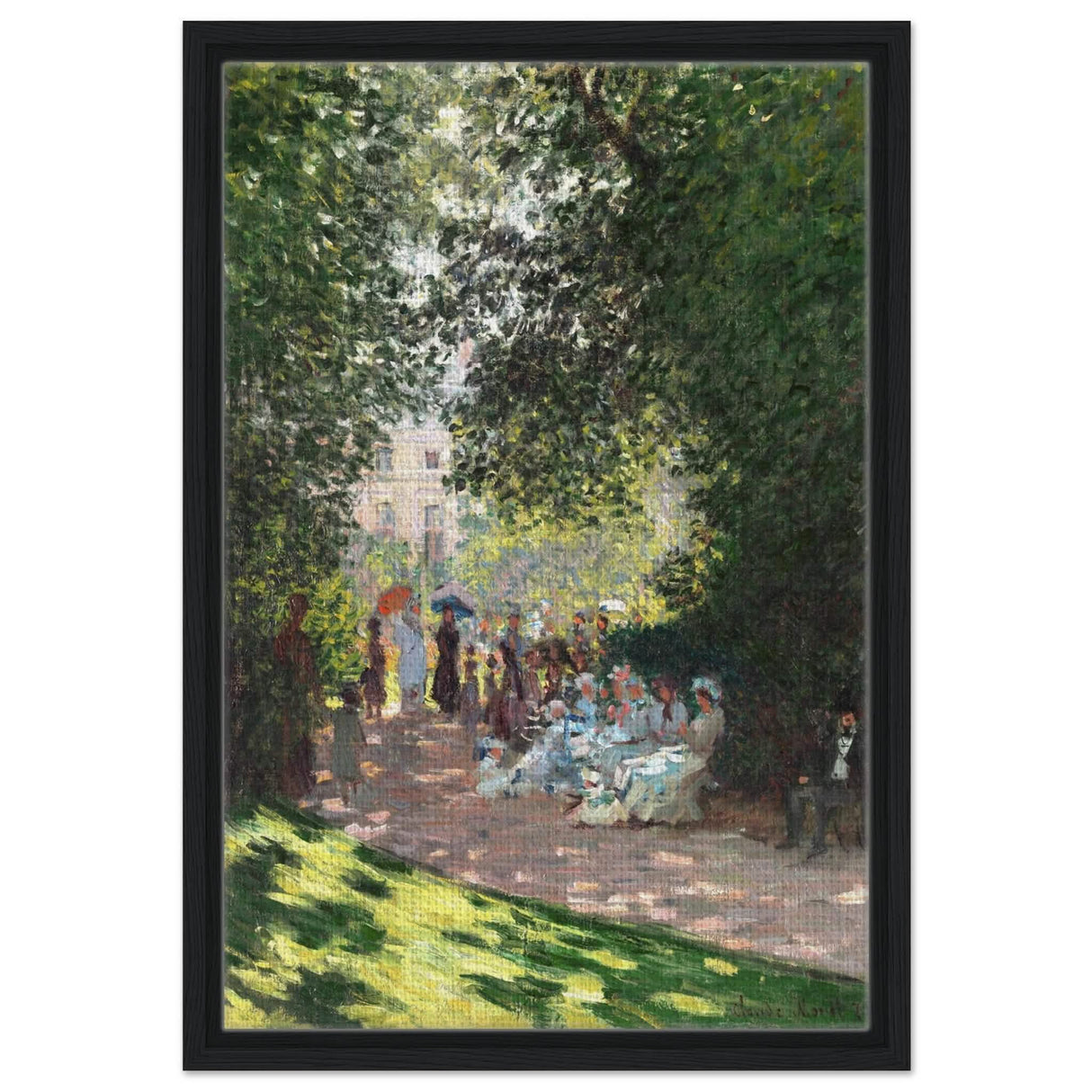 Spring Wall art | Claude Monet Picture |The Parc Monceau - Framed Canvas - 40x60 cm / 16x24″ - Black frame