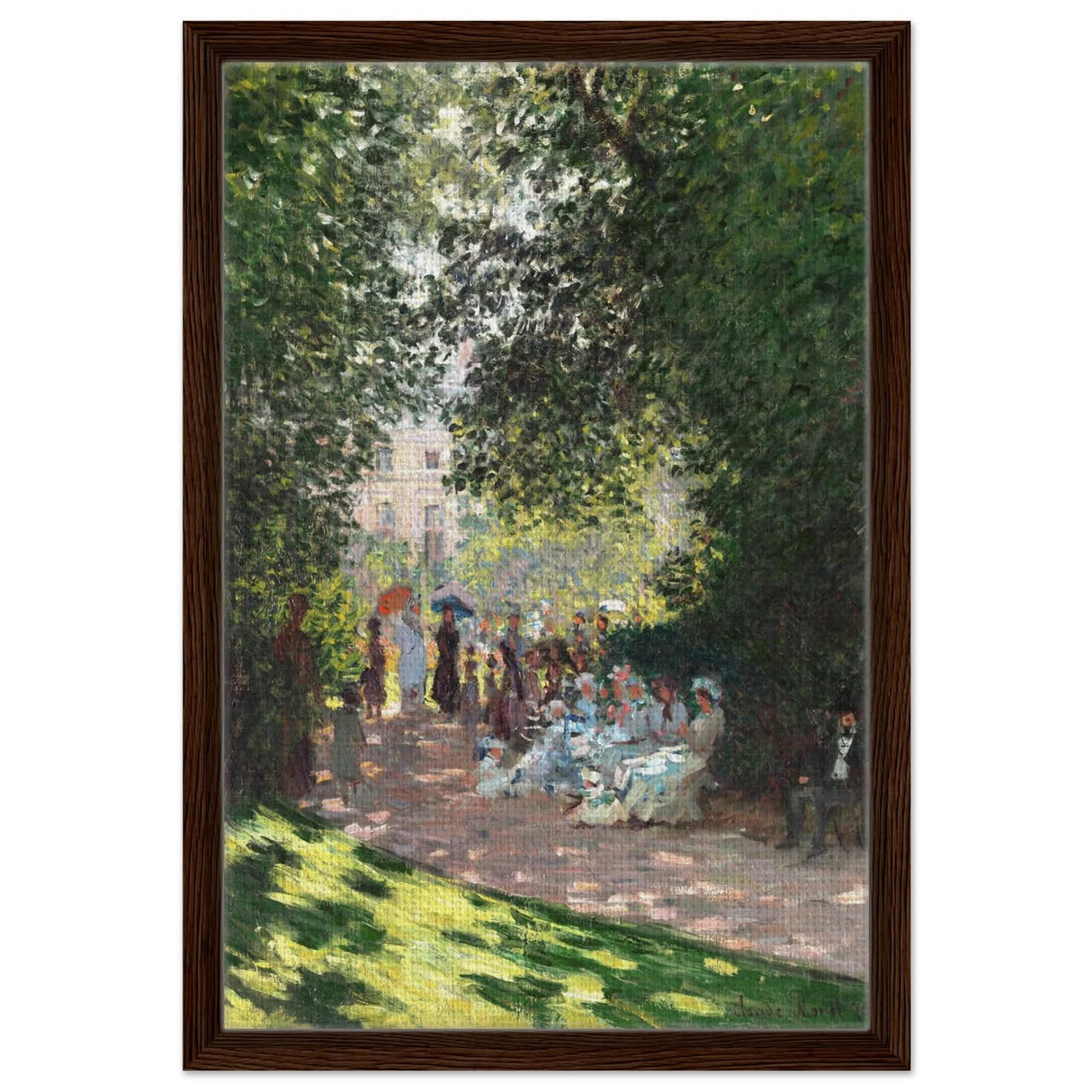 Spring Wall art | Claude Monet Picture |The Parc Monceau - Framed Canvas - 40x60 cm / 16x24″ - Dark wood frame