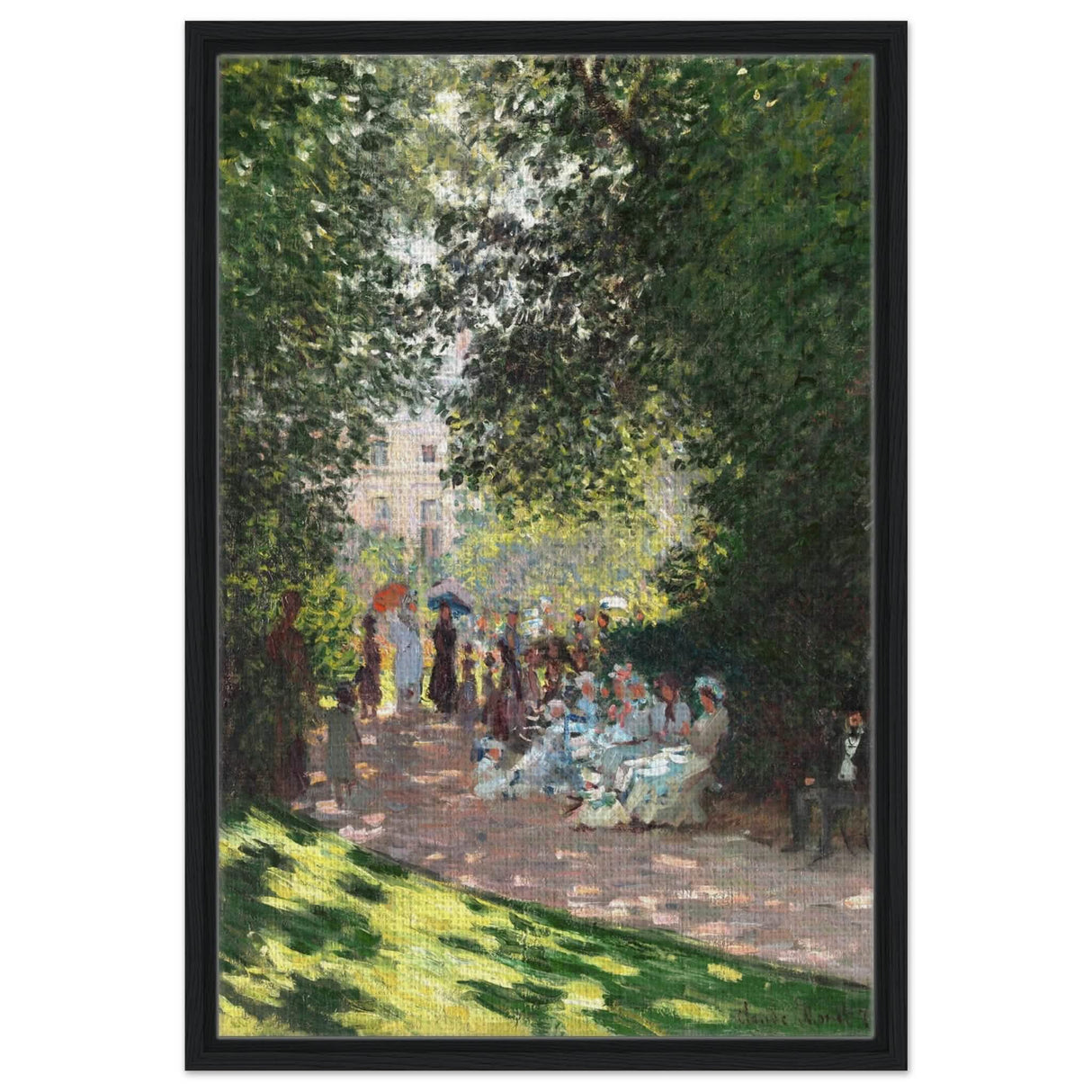 Spring Wall art | Claude Monet Picture |The Parc Monceau - Framed Canvas - 50x75 cm / 20x30″ - Black frame
