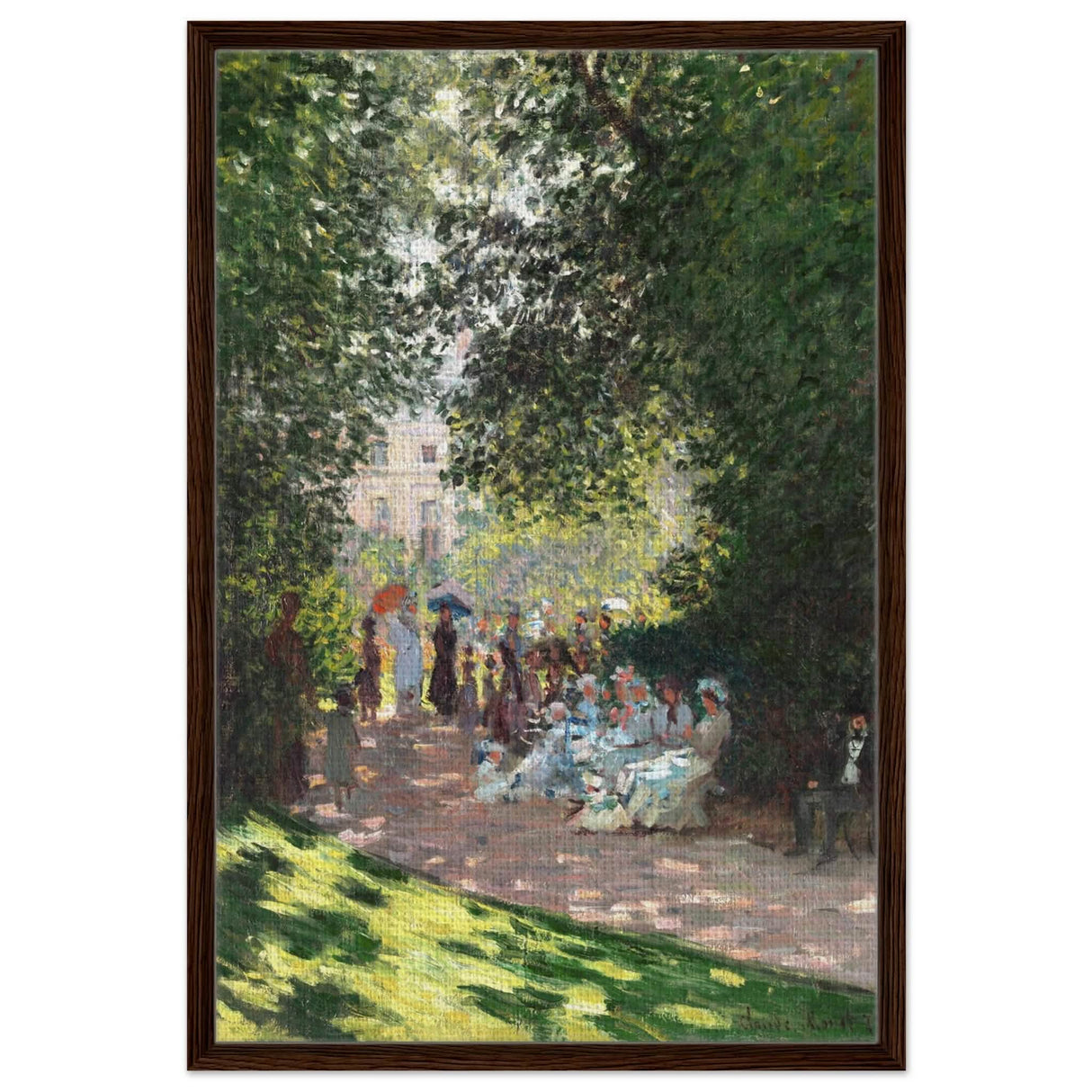 Spring Wall art | Claude Monet Picture |The Parc Monceau - Framed Canvas - 60x90 cm / 24x36″ - Dark wood frame
