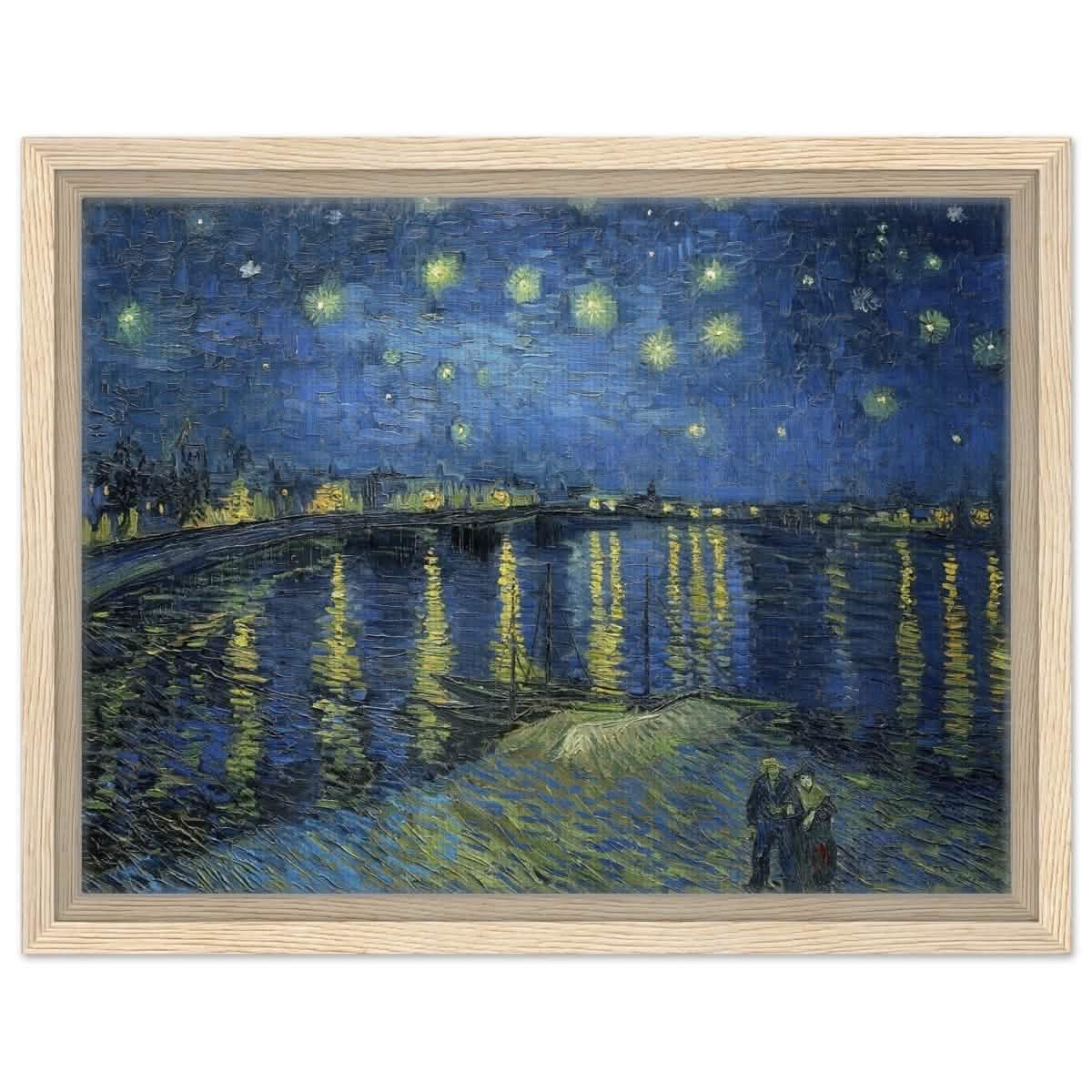 Starry Night Over the Rhone (1888) by Vincent van Gogh | Vintage wall art print - Framed Canvas - 30x40 cm / 12x16″ - Wood frame
