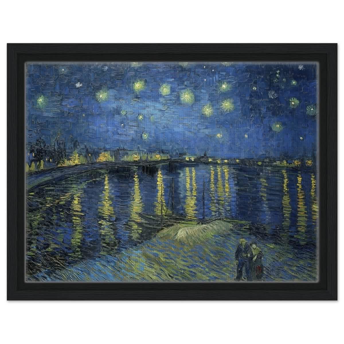 Starry Night Over the Rhone (1888) by Vincent van Gogh | Vintage wall art print - Framed Canvas - 30x40 cm / 12x16″ - Black frame