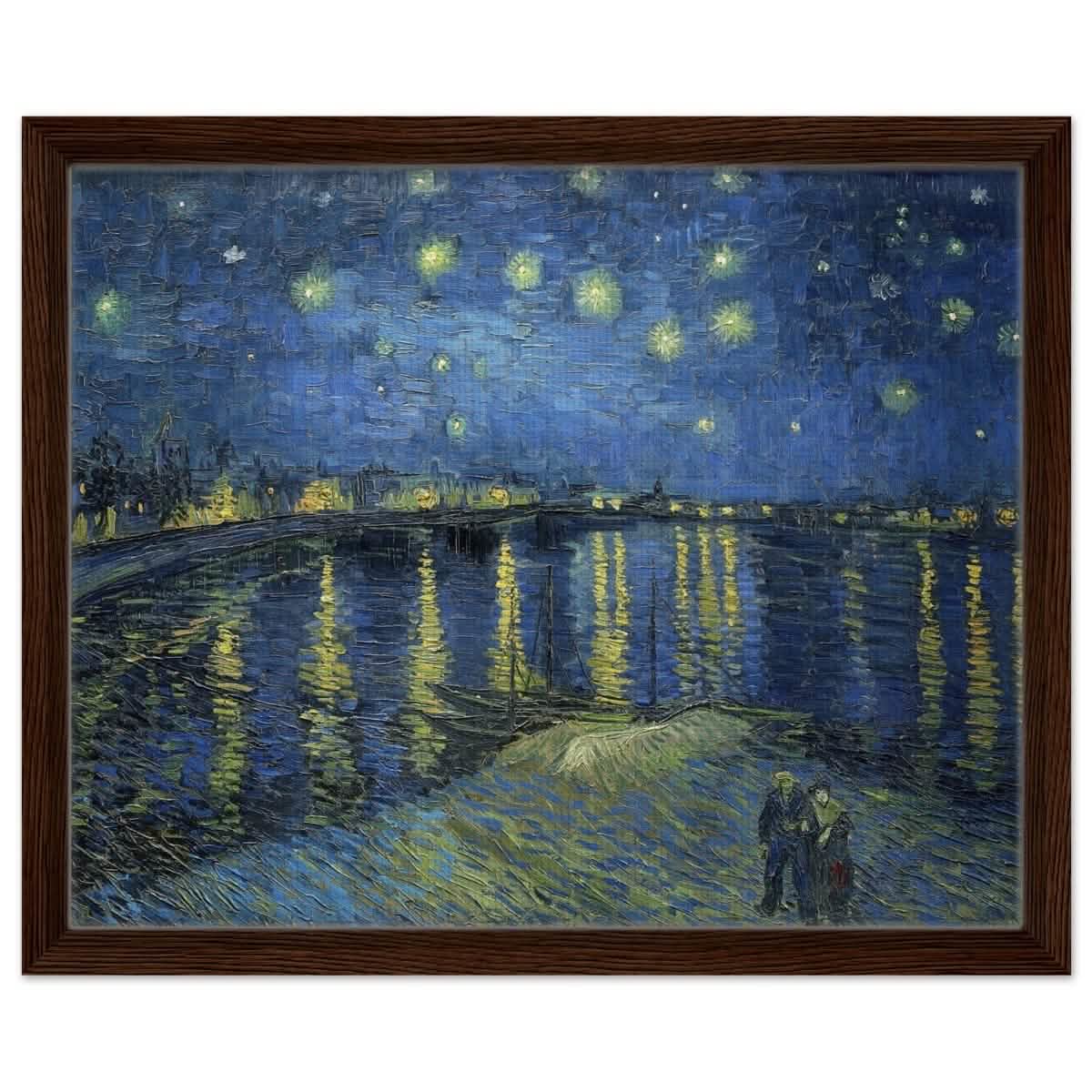 Starry Night Over the Rhone (1888) by Vincent van Gogh | Vintage wall art print - Framed Canvas - 40x50 cm / 16x20″ - Dark wood frame