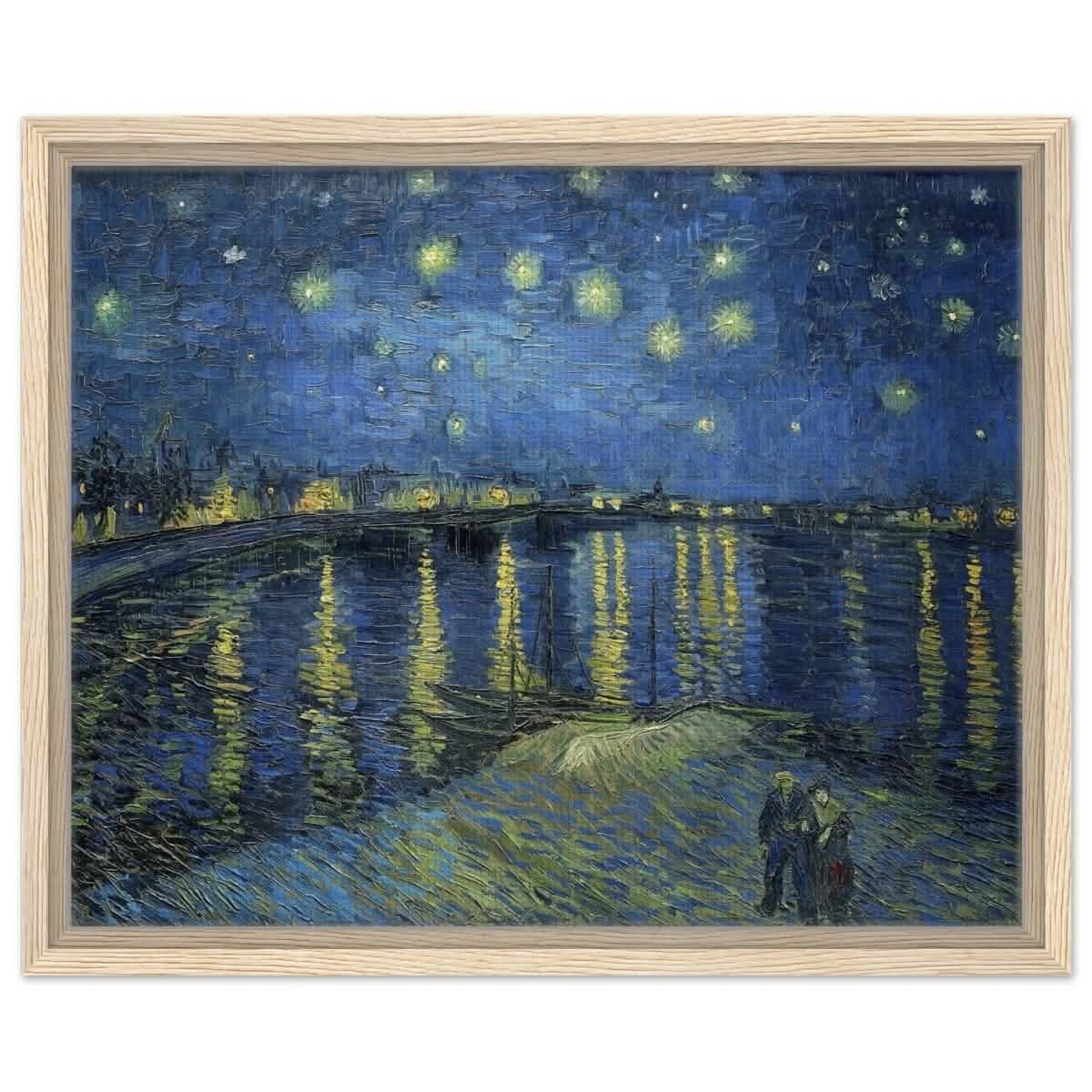 Starry Night Over the Rhone (1888) by Vincent van Gogh | Vintage wall art print - Framed Canvas - 40x50 cm / 16x20″ - Wood frame