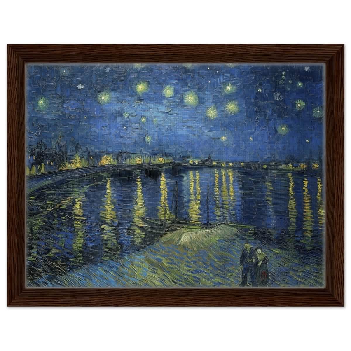 Starry Night Over the Rhone (1888) by Vincent van Gogh | Vintage wall art print - Framed Canvas - 30x40 cm / 12x16″ - Dark wood frame