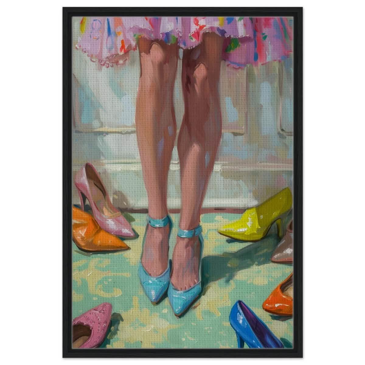 Step into Elegance | Contemporary Impressionism Wall art print - 60x90 cm / 24x36″ - Framed Canvas - Black frame