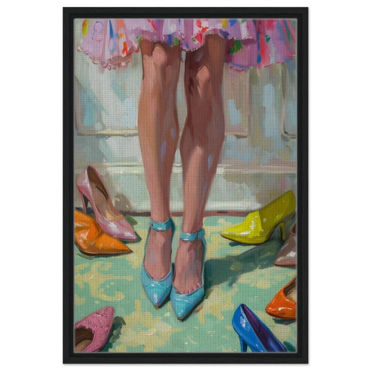 Step into Elegance | Contemporary Impressionism Wall art print - 50x75 cm / 20x30″ - Framed Canvas - Black frame