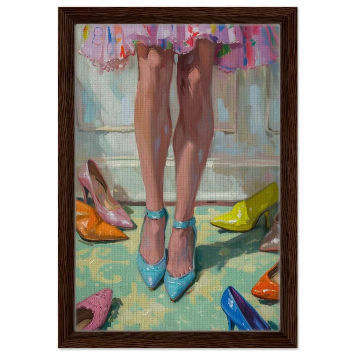 Step into Elegance | Contemporary Impressionism Wall art print - 30x45 cm / 12x18″ - Framed Canvas - Dark wood frame